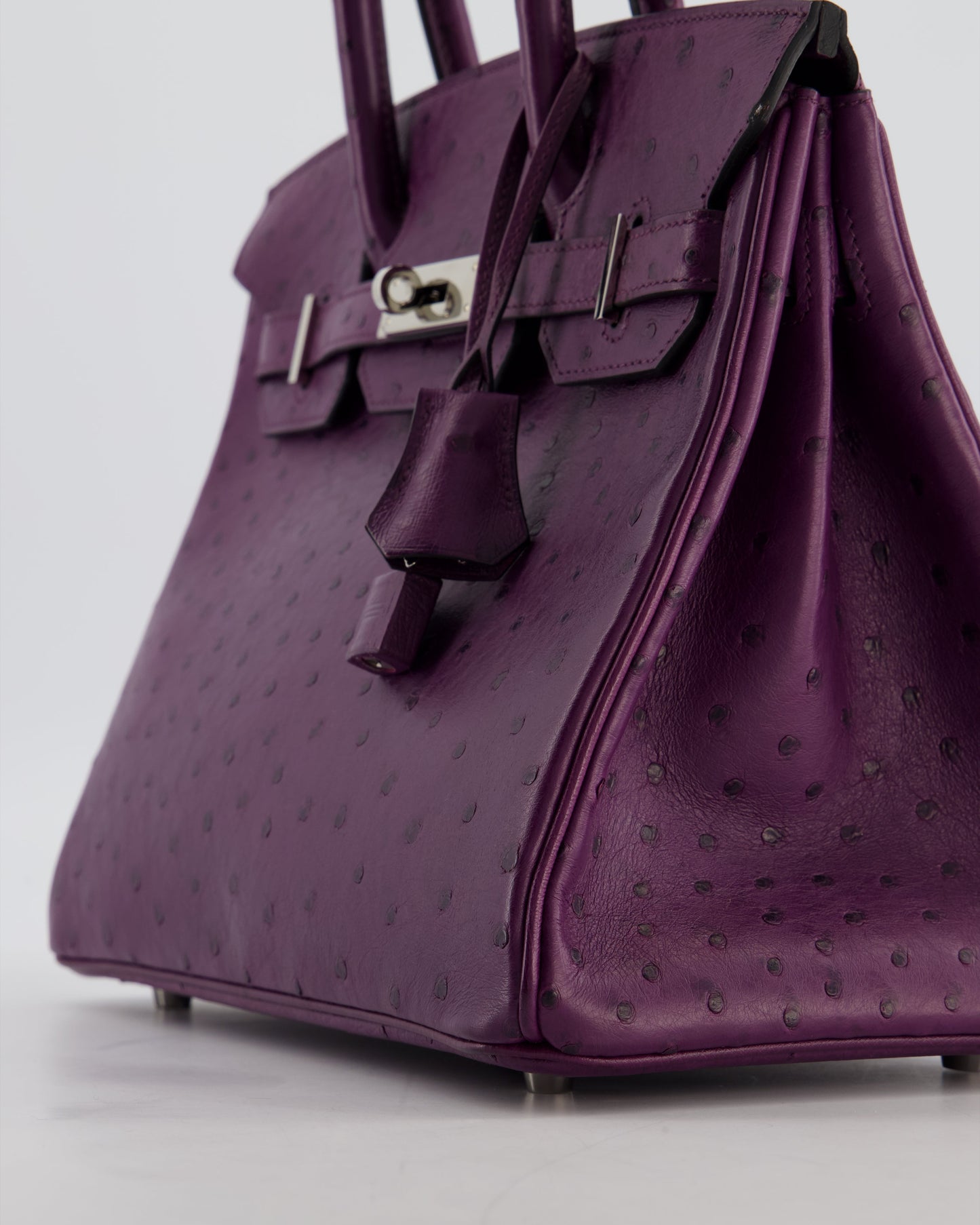 *HOT & RARE* Hermes Birkin 30 Retourne Bag in Violine Ostrich Leather with Palladium Hardware