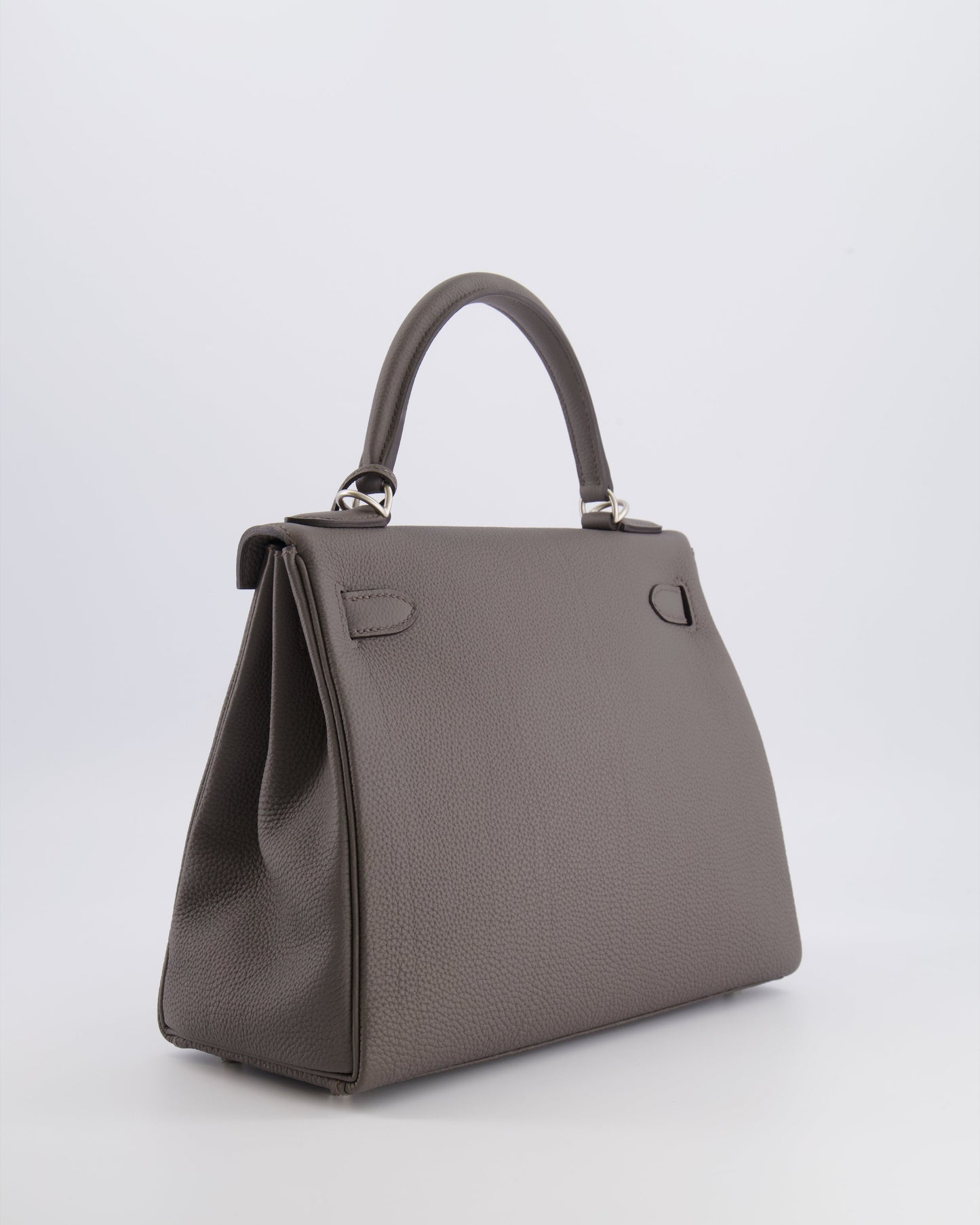 Hermes Kelly 28 Retourne HSS Bag in Gris Etain Togo Leather with Gris Perle Interior and Brushed Palladium Hardware