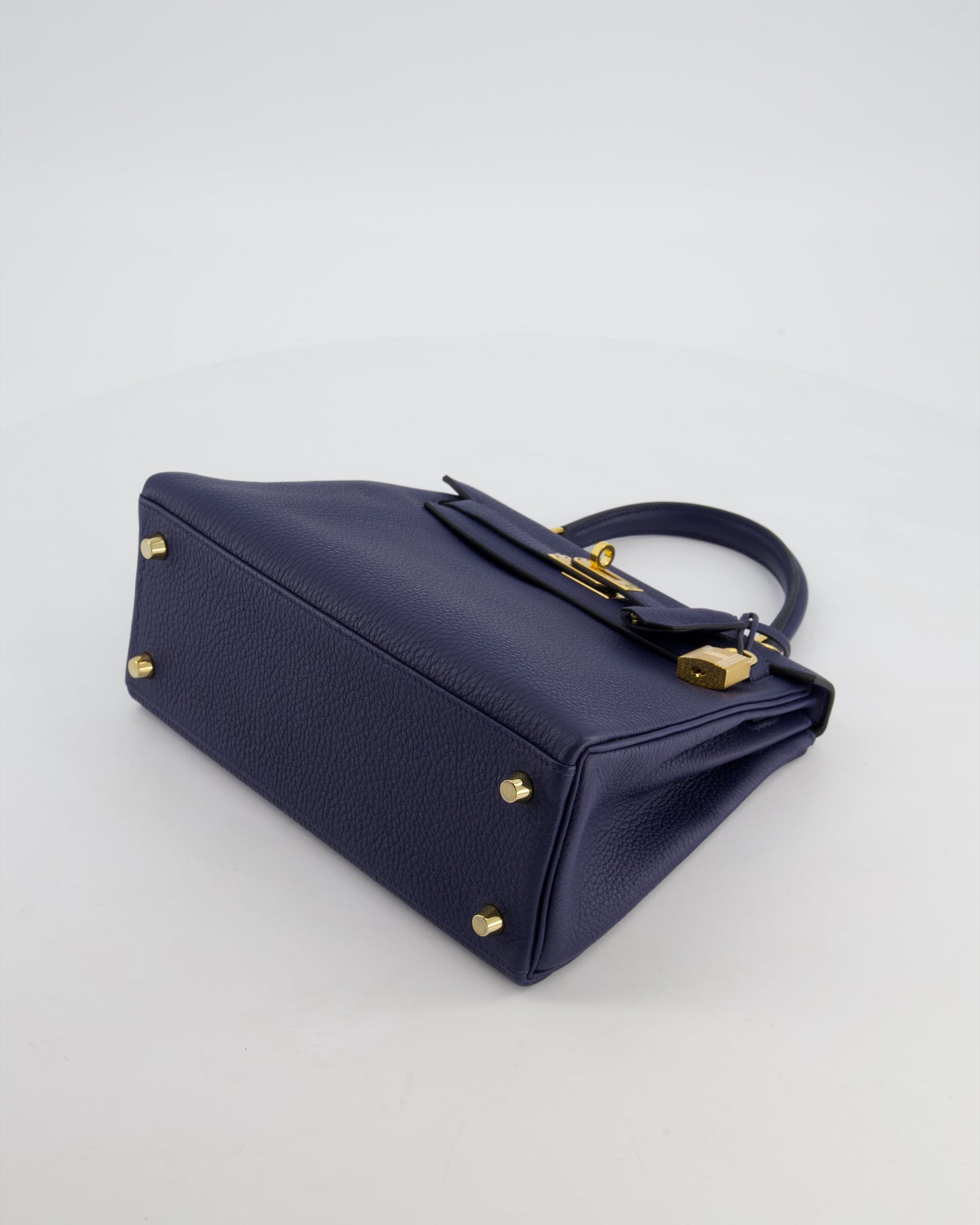 Hermes Kelly 25 Retourne Bag in Bleu Navy Togo Leather Bleu with Gold Hardware