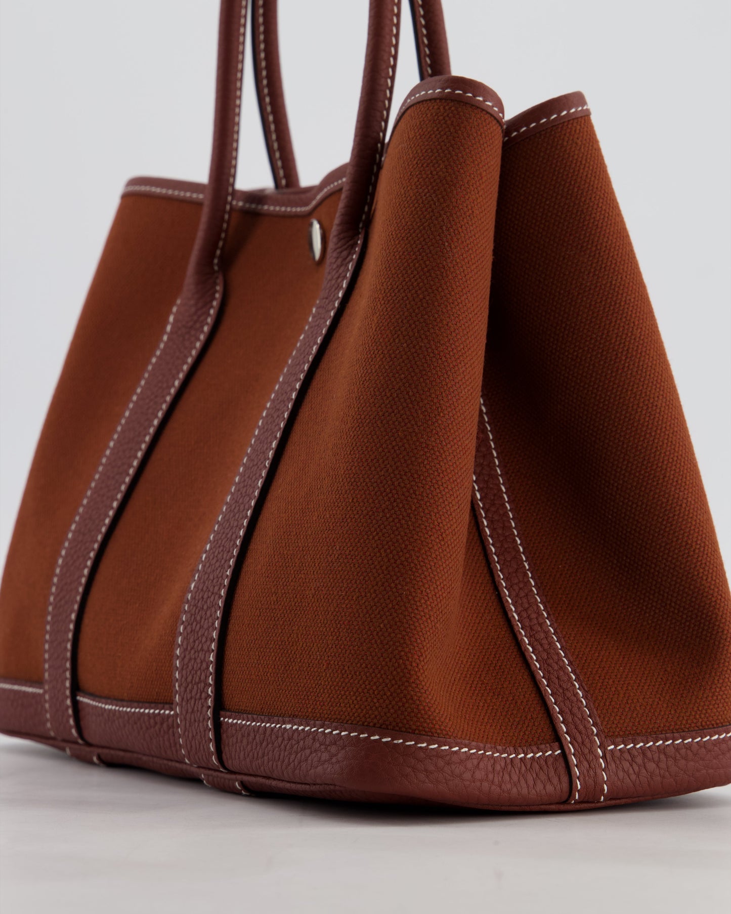 Hermes Garden Party 30 Bag in Rouge H Canvas and Negonda Leather with Palladium Hardware