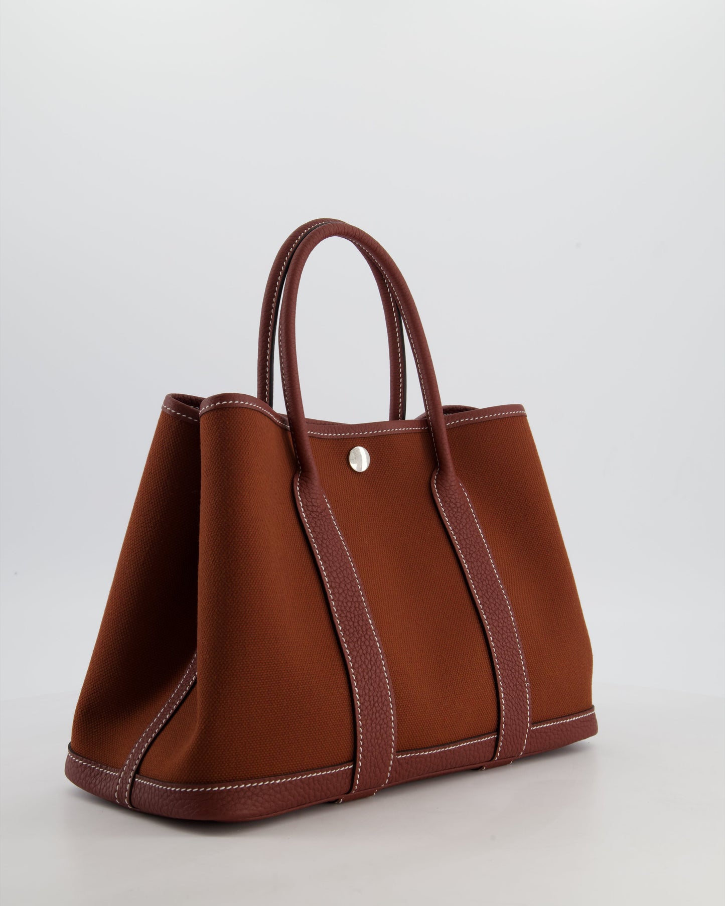 Hermes Garden Party 30 Bag in Rouge H Canvas and Negonda Leather with Palladium Hardware