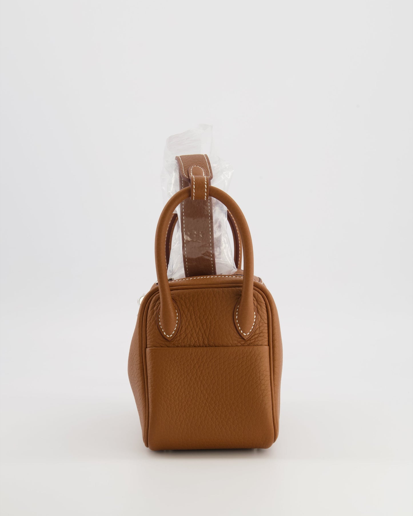 Hermes Mini Lindy Bag in Gold Taurillon Clemence Leather with Palladium Hardware
