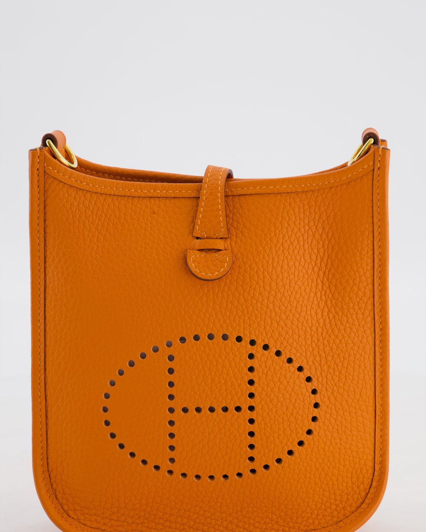 Hermes Mini Evelyne Bag in Orange Clemence Leather with Gold Hardware