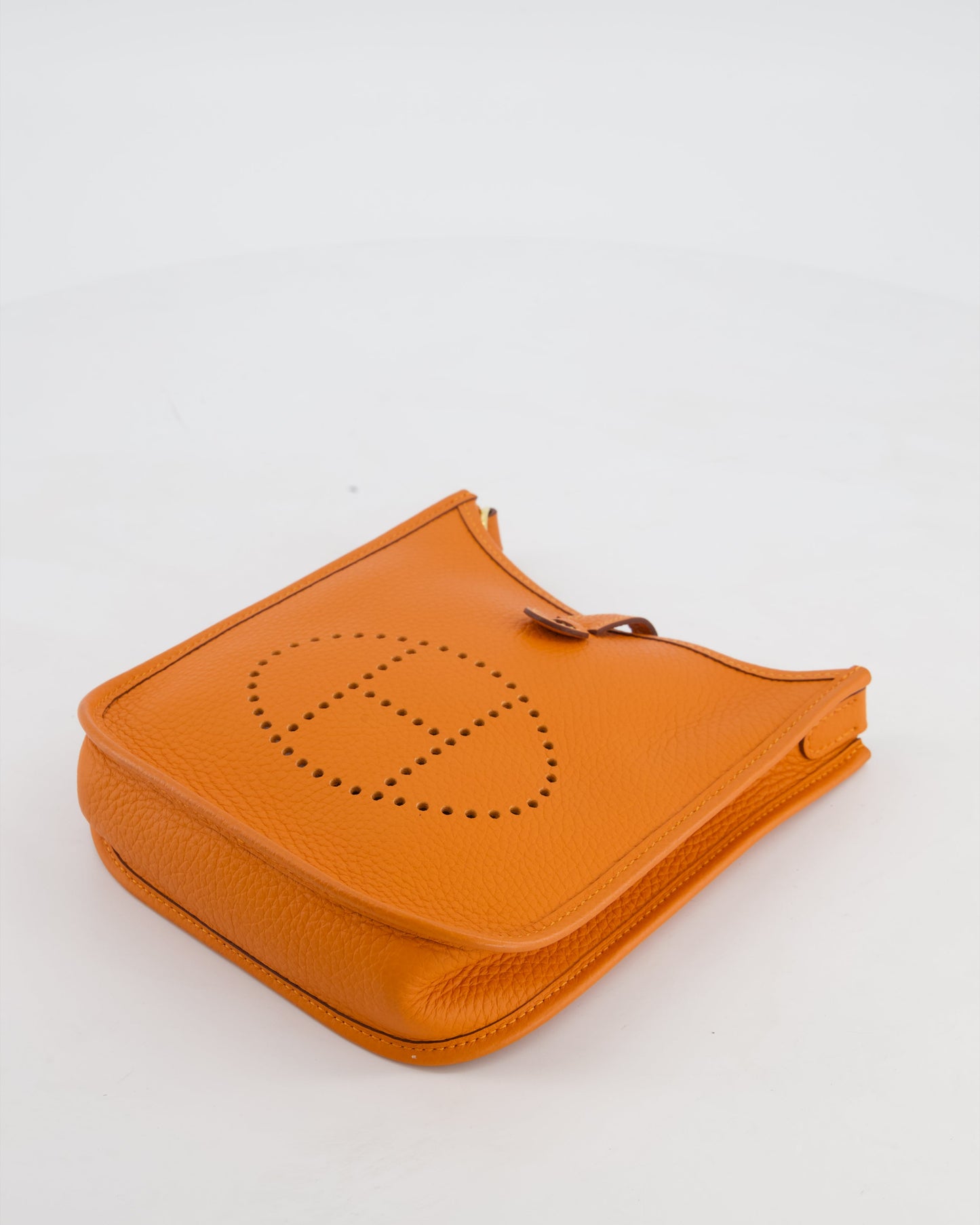 Hermes Mini Evelyne Bag in Orange Clemence Leather with Gold Hardware