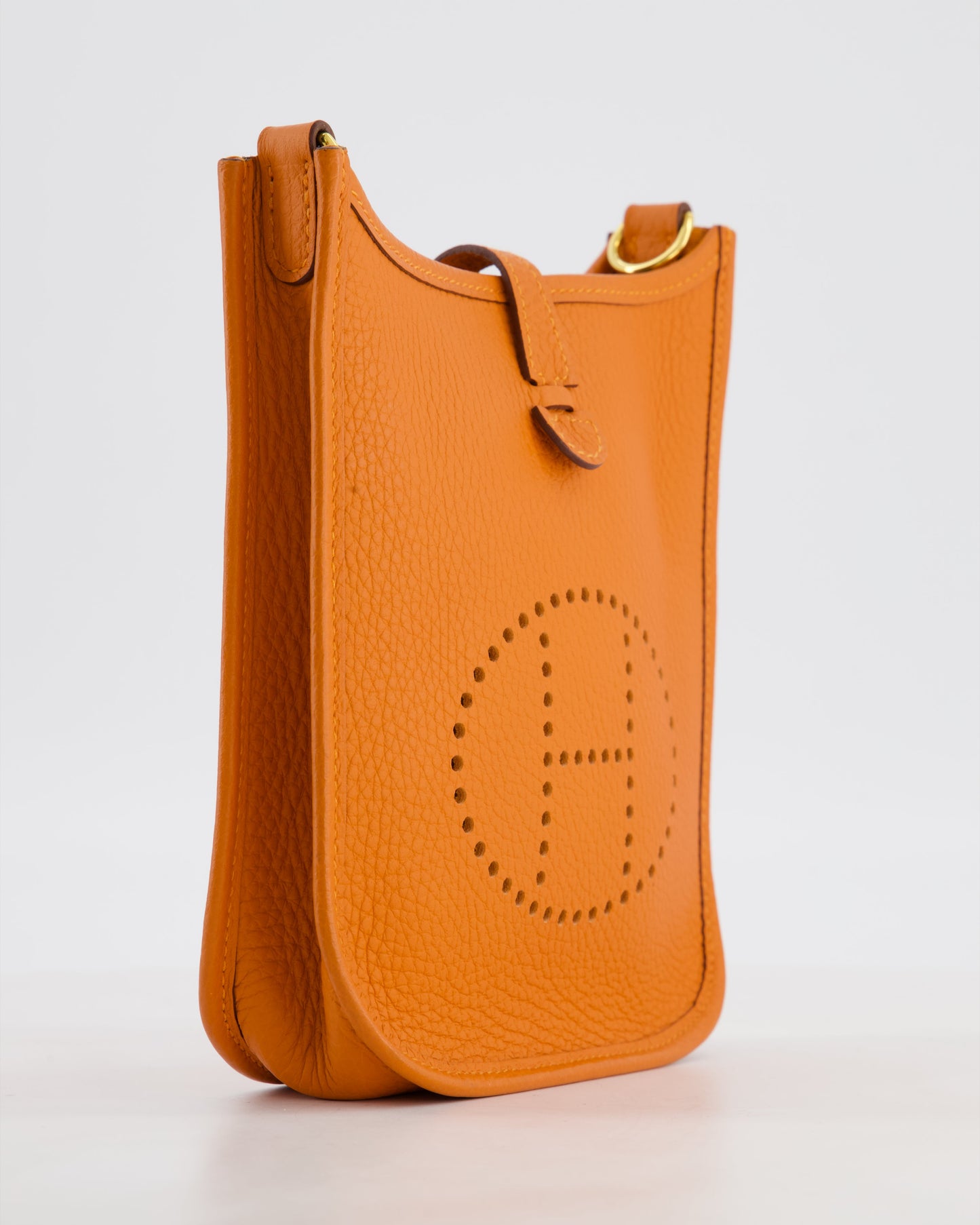 Hermes Mini Evelyne Bag in Orange Clemence Leather with Gold Hardware