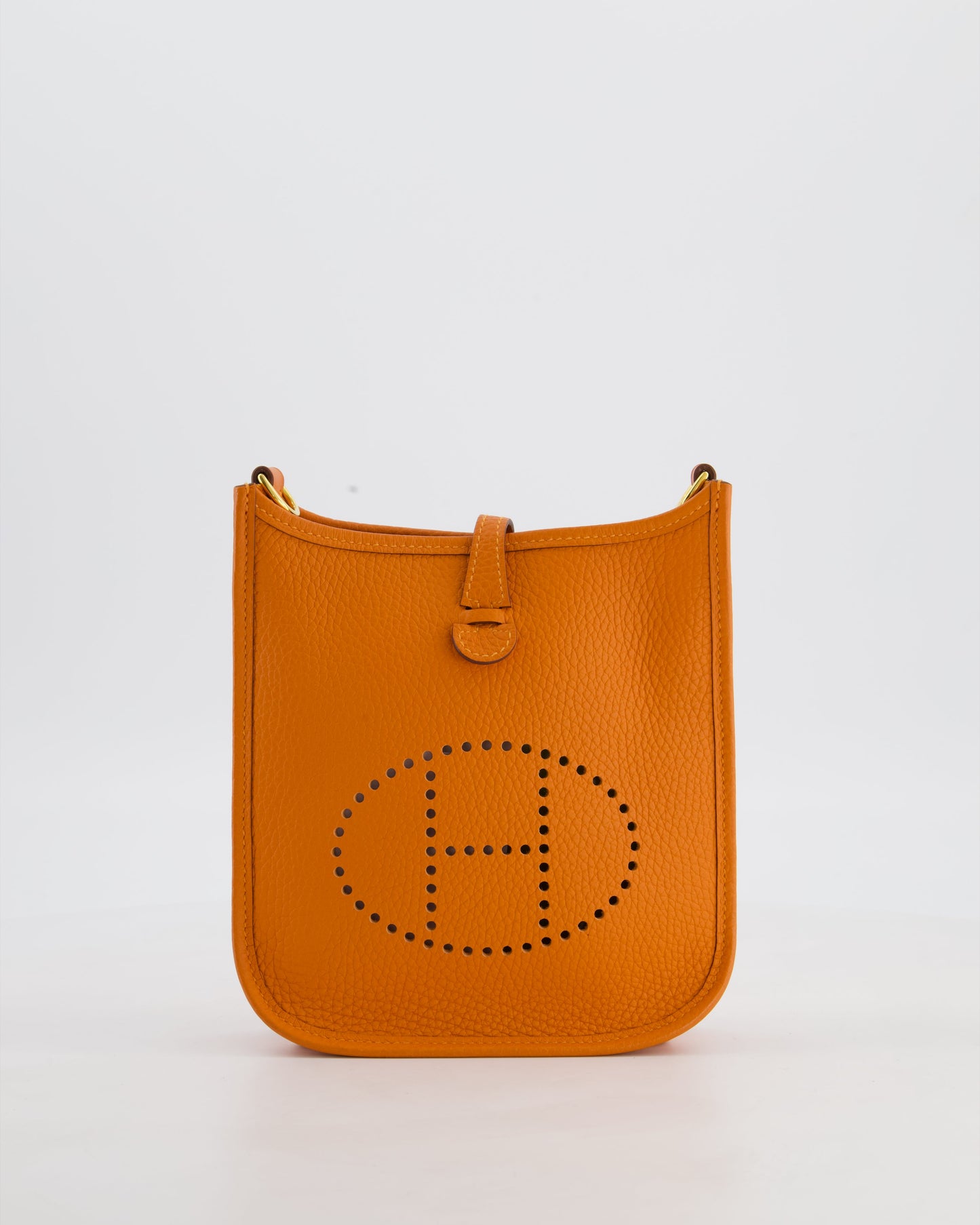 Hermes Mini Evelyne Bag in Orange Clemence Leather with Gold Hardware
