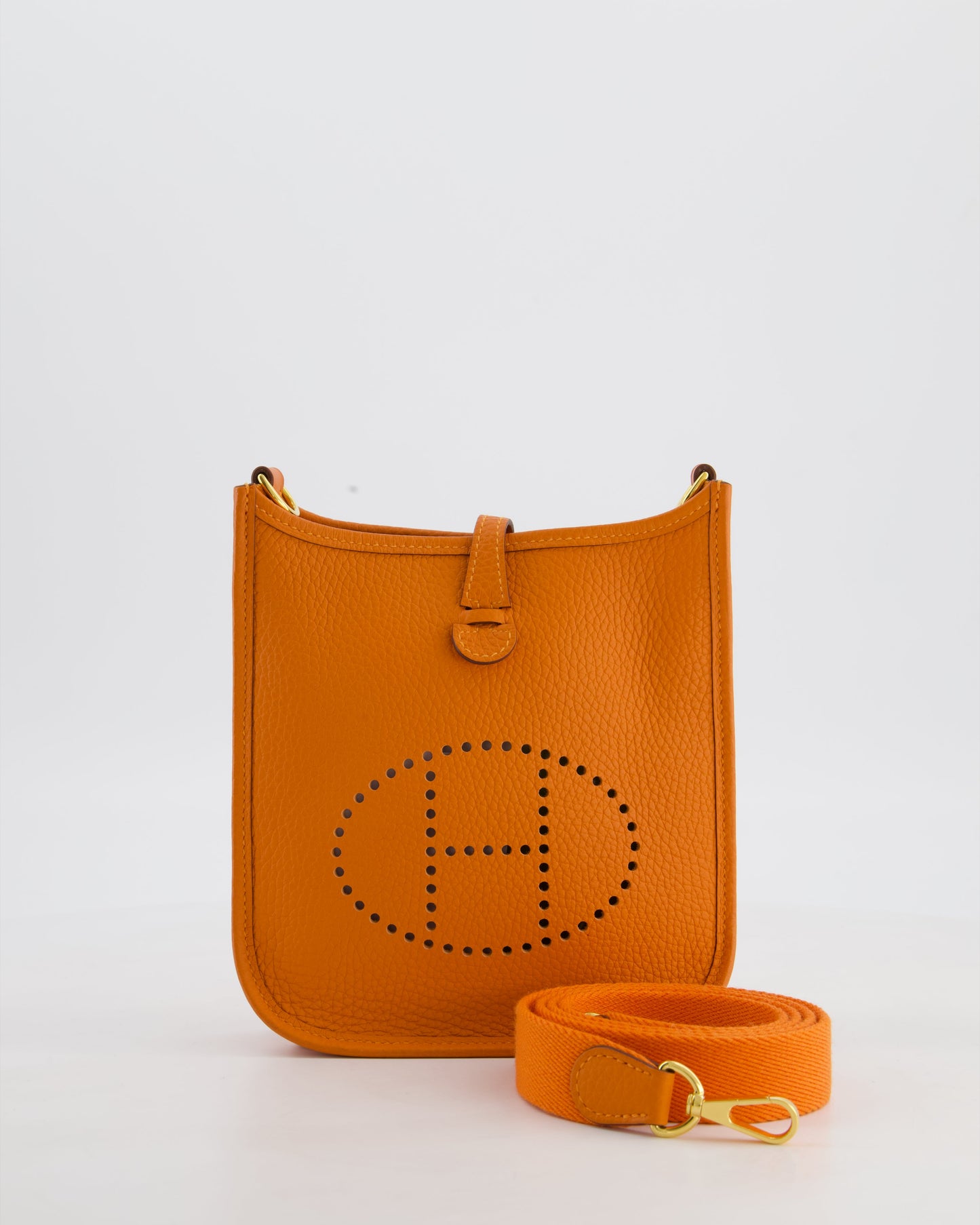 Hermes Mini Evelyne Bag in Orange Clemence Leather with Gold Hardware