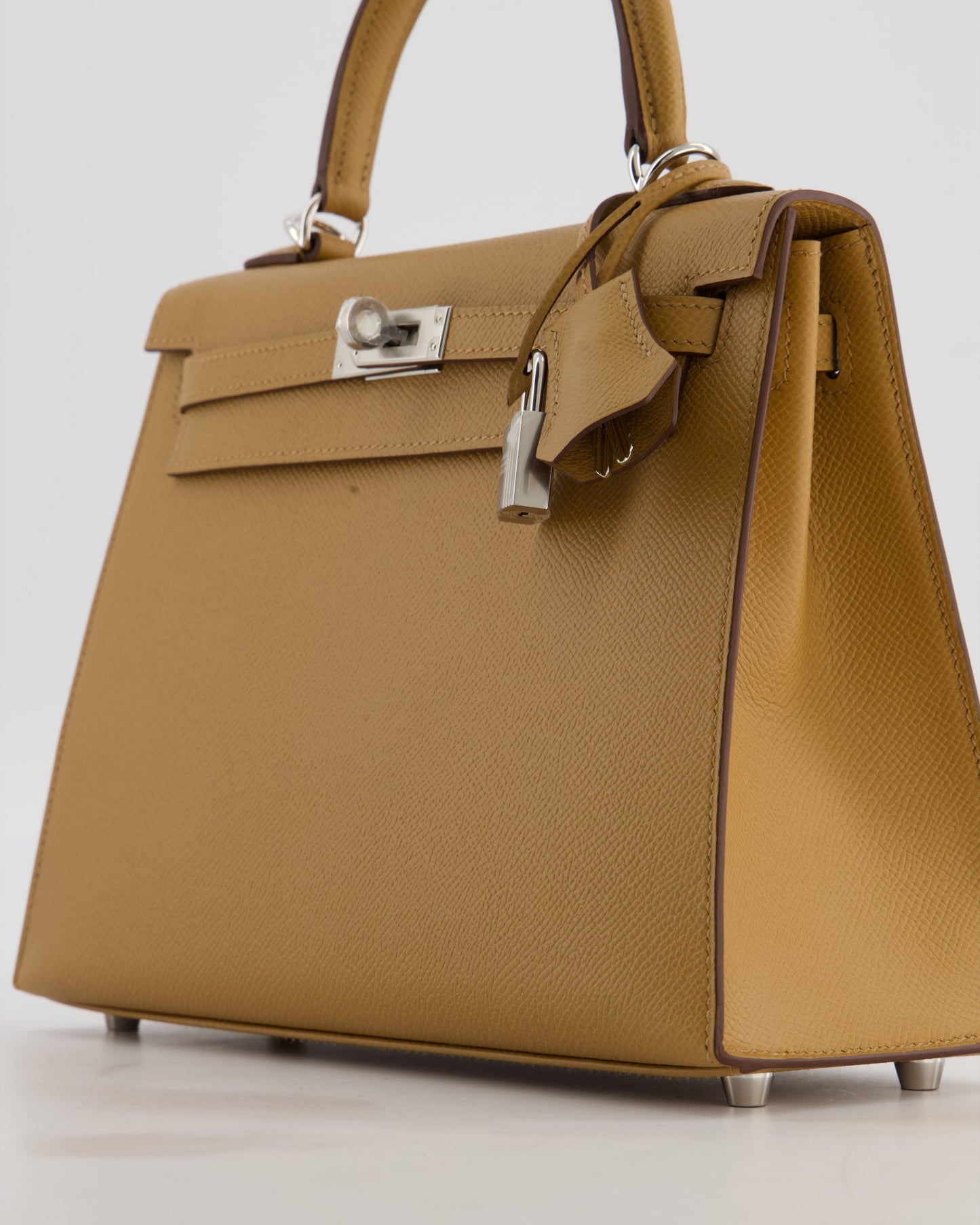 Hermes Kelly 25 Sellier Bag in Biscuit Epsom Leather with Palladium Hardware