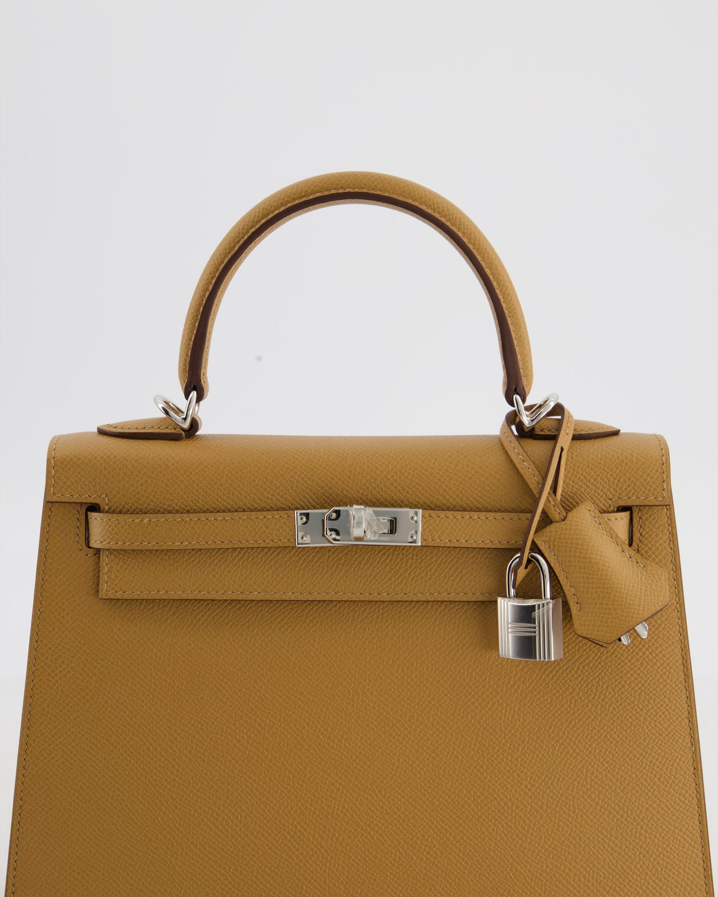 Hermes Kelly 25 Sellier Bag in Biscuit Epsom Leather with Palladium Hardware