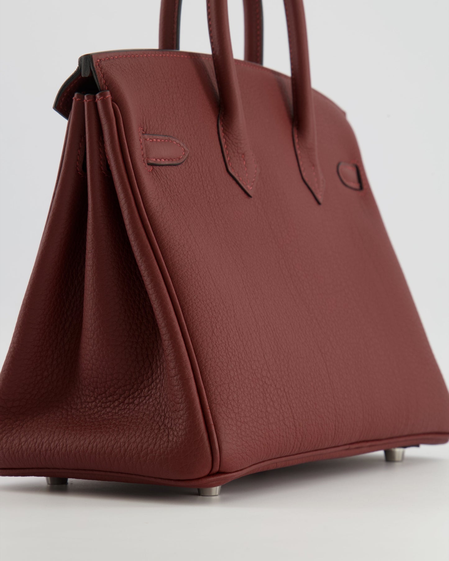 Hermes Birkin 25 Retourne Bag in Rouge H Veau Togo Leather with Palladium Hardware