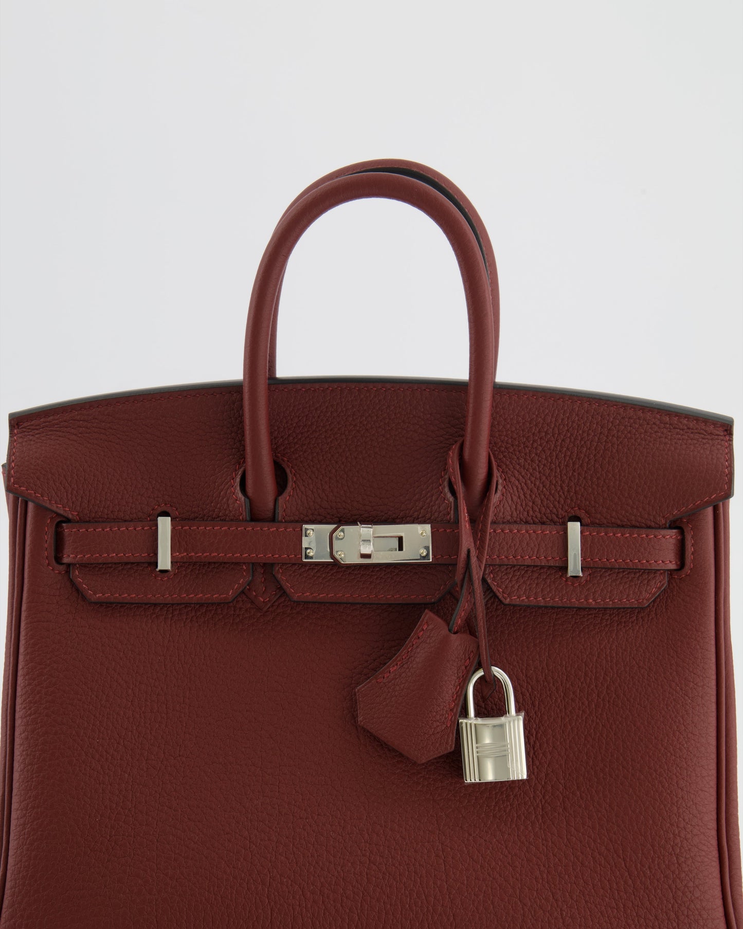 Hermes Birkin 25 Retourne Bag in Rouge H Veau Togo Leather with Palladium Hardware
