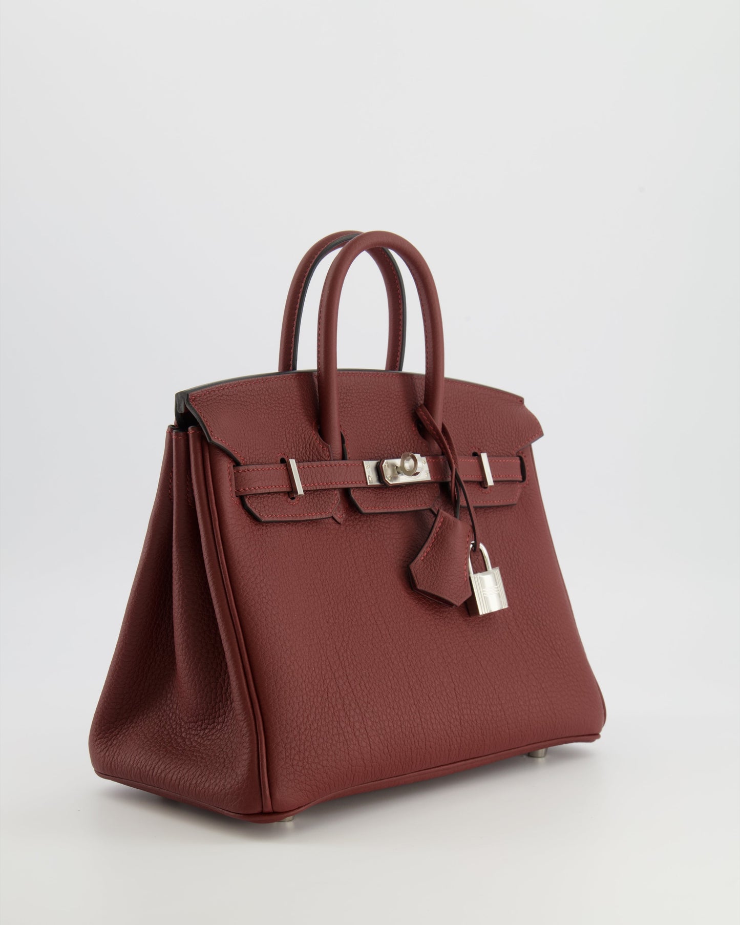 Hermes Birkin 25 Retourne Bag in Rouge H Veau Togo Leather with Palladium Hardware