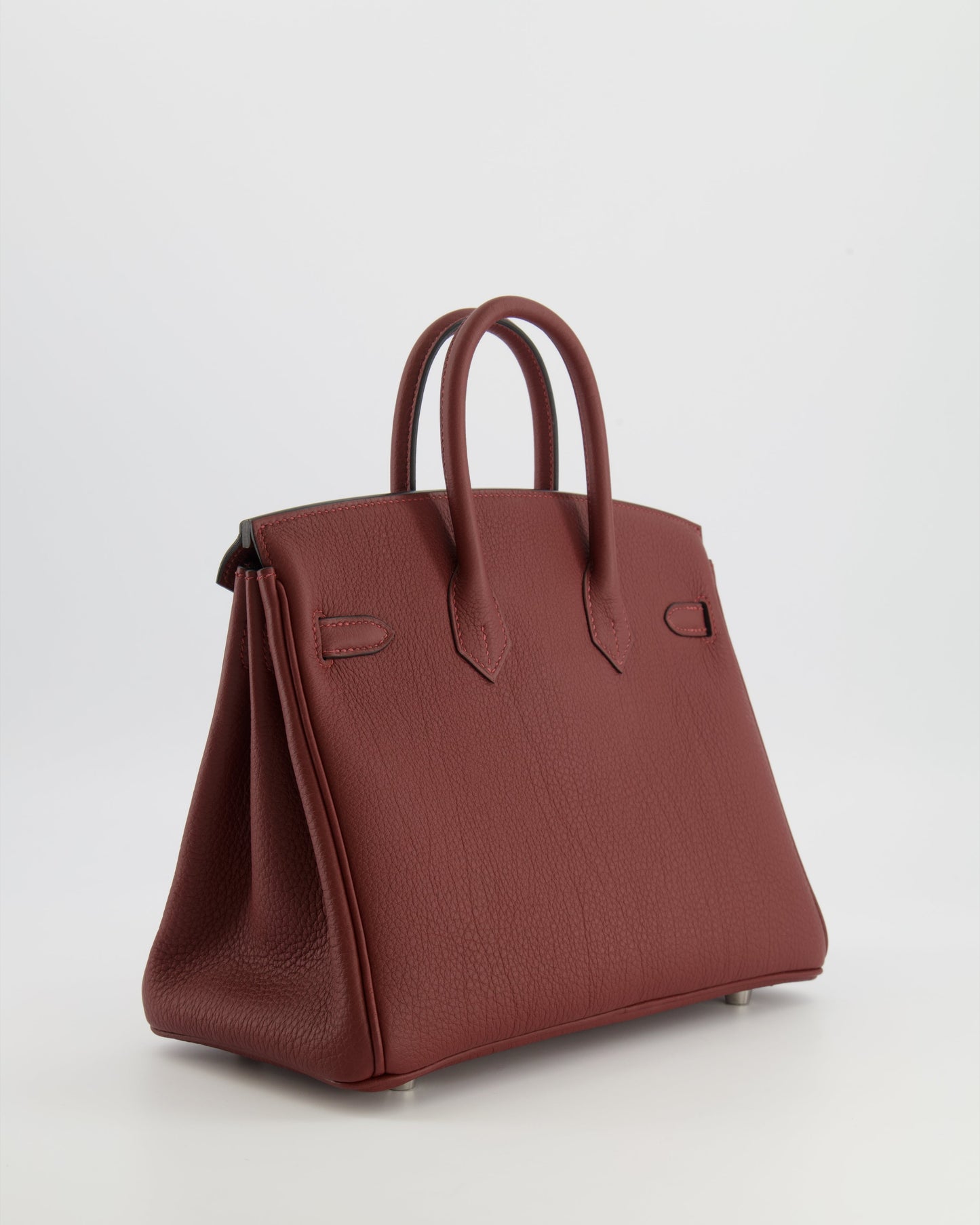Hermes Birkin 25 Retourne Bag in Rouge H Veau Togo Leather with Palladium Hardware