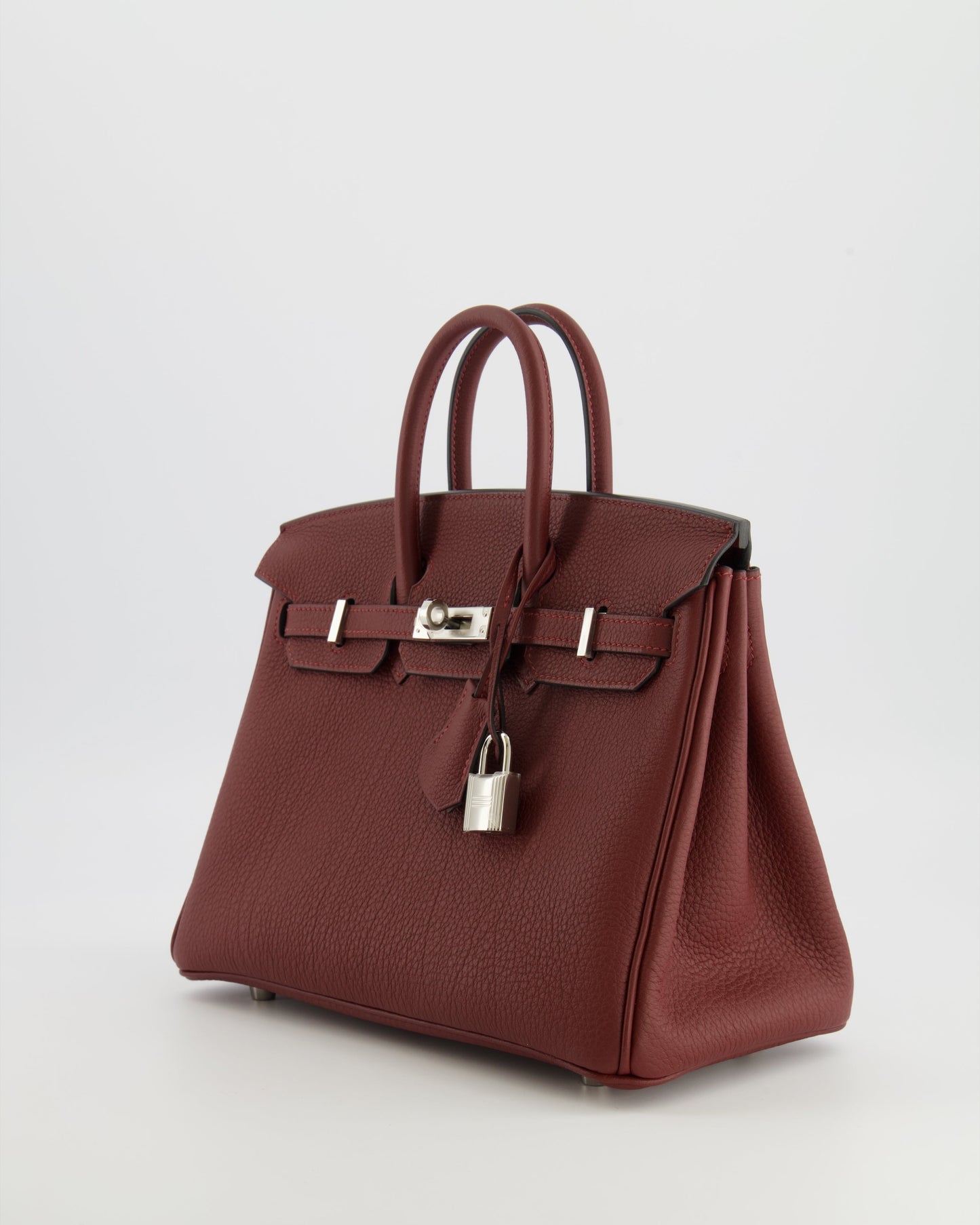 Hermes Birkin 25 Retourne Bag in Rouge H Veau Togo Leather with Palladium Hardware