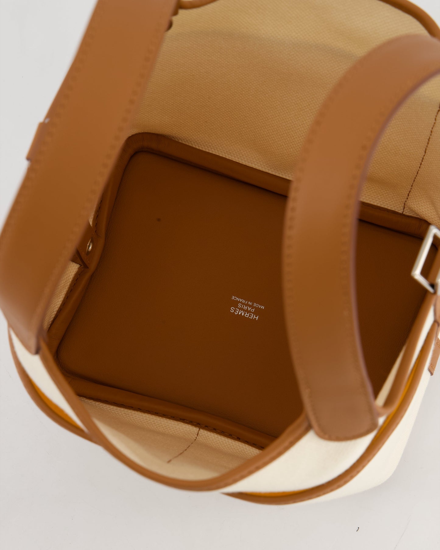 *HOT* Hermes Picotin 18 Lock Cargo Bag in Ecru Canvas & Gold Swift Leather with Palladium Hardware
