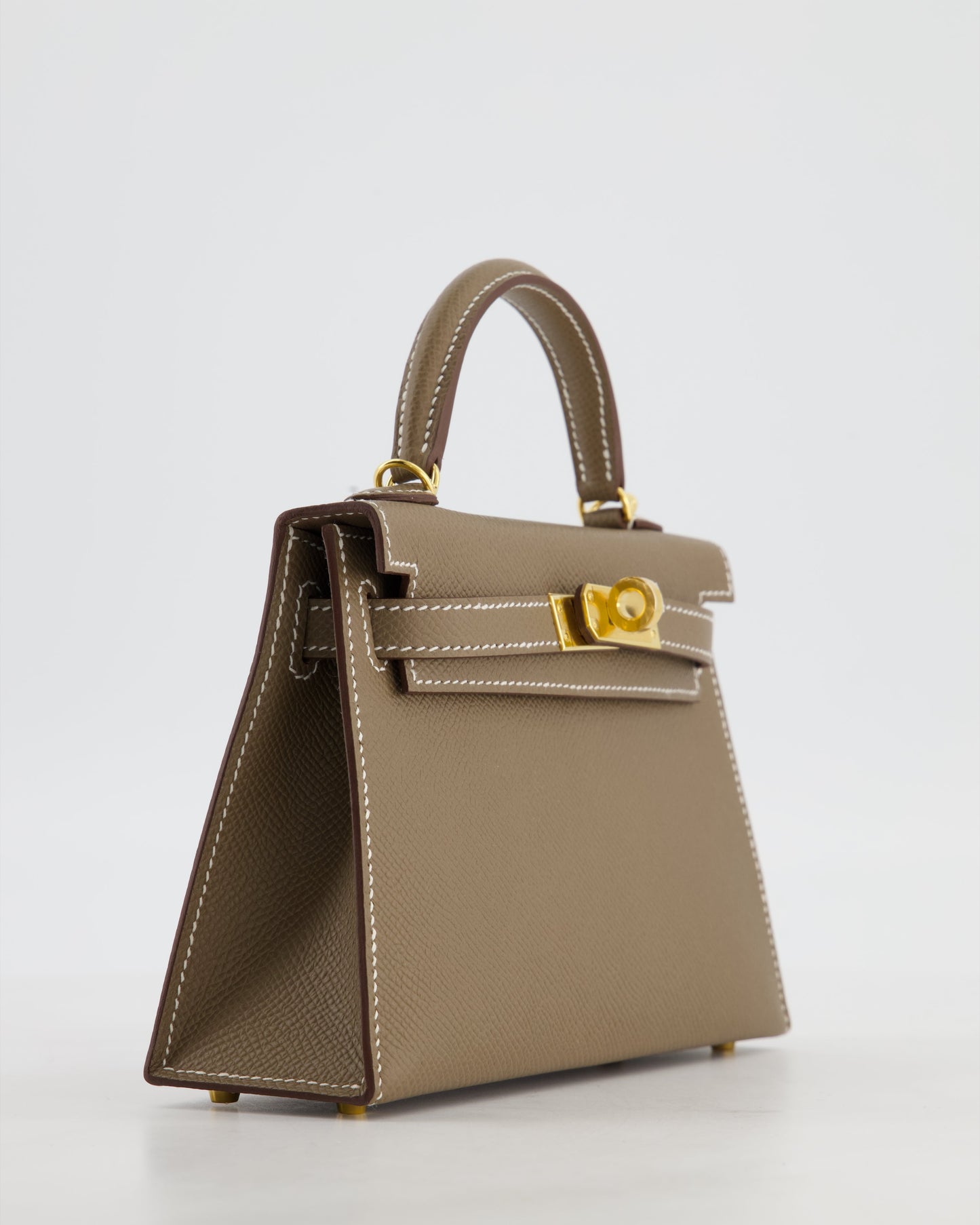 *HOT* Hermes Mini Kelly II 20 Bag in Etoupe Epsom Leather with Gold Hardware