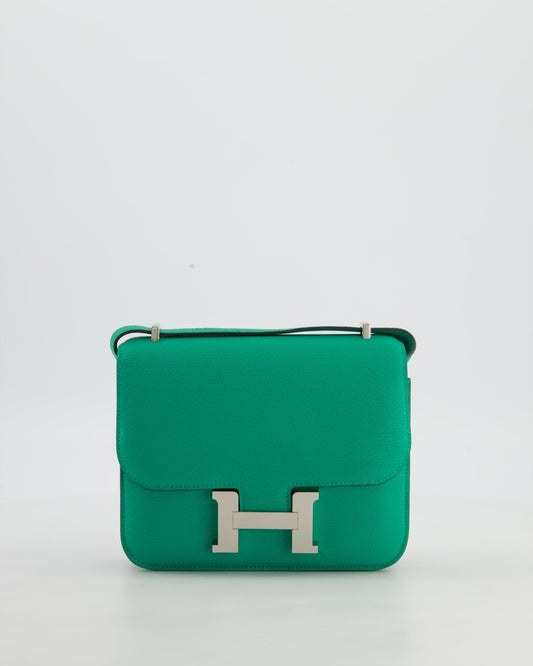 Hermes Mini Constance III Miroir 18 Bag in Menthe Chevre Mysore Leather with Palladium Hardware