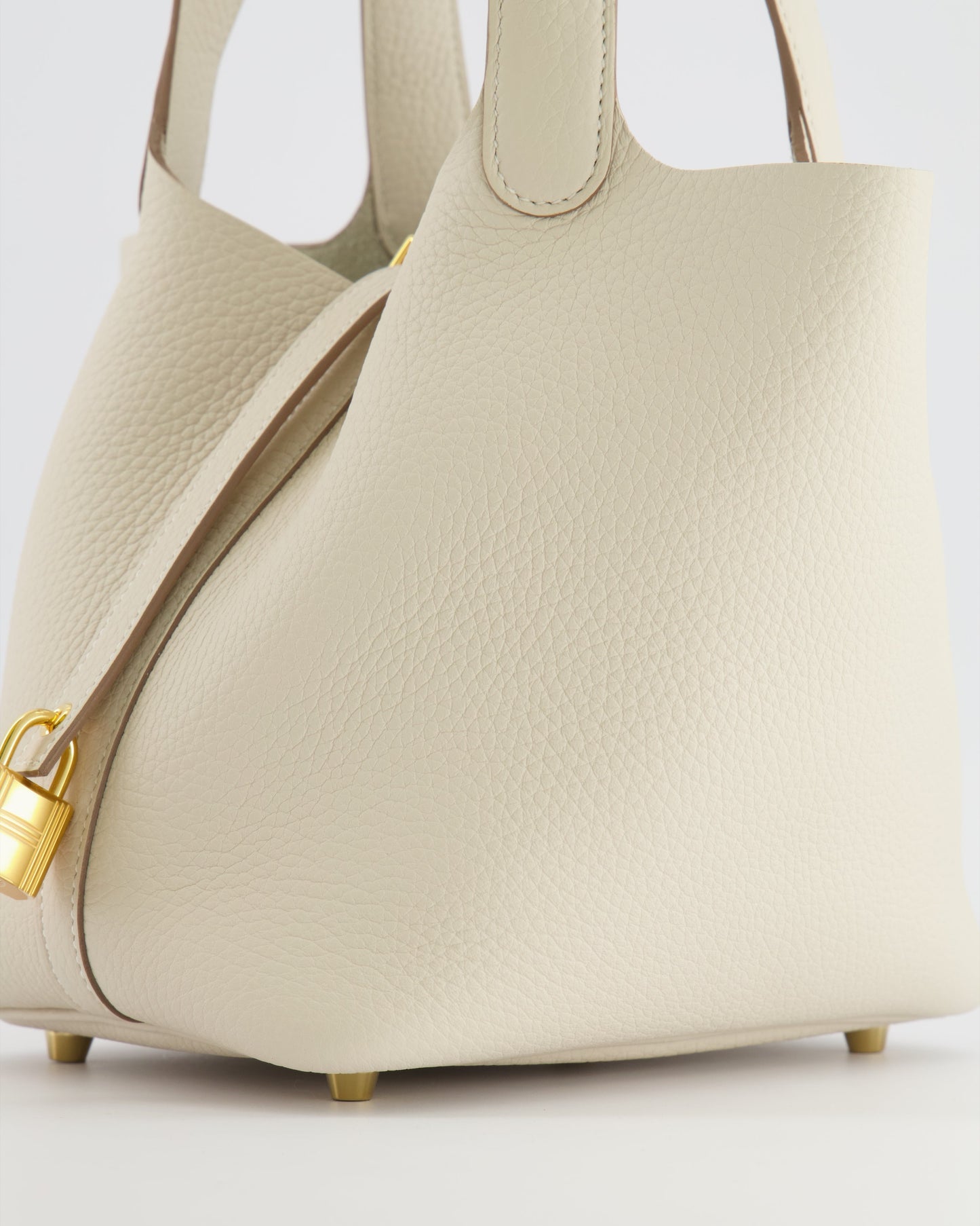 *RARE* Hermes Picotin Lock 18 Bag in Craie Clemence Leather with Gold Hardware