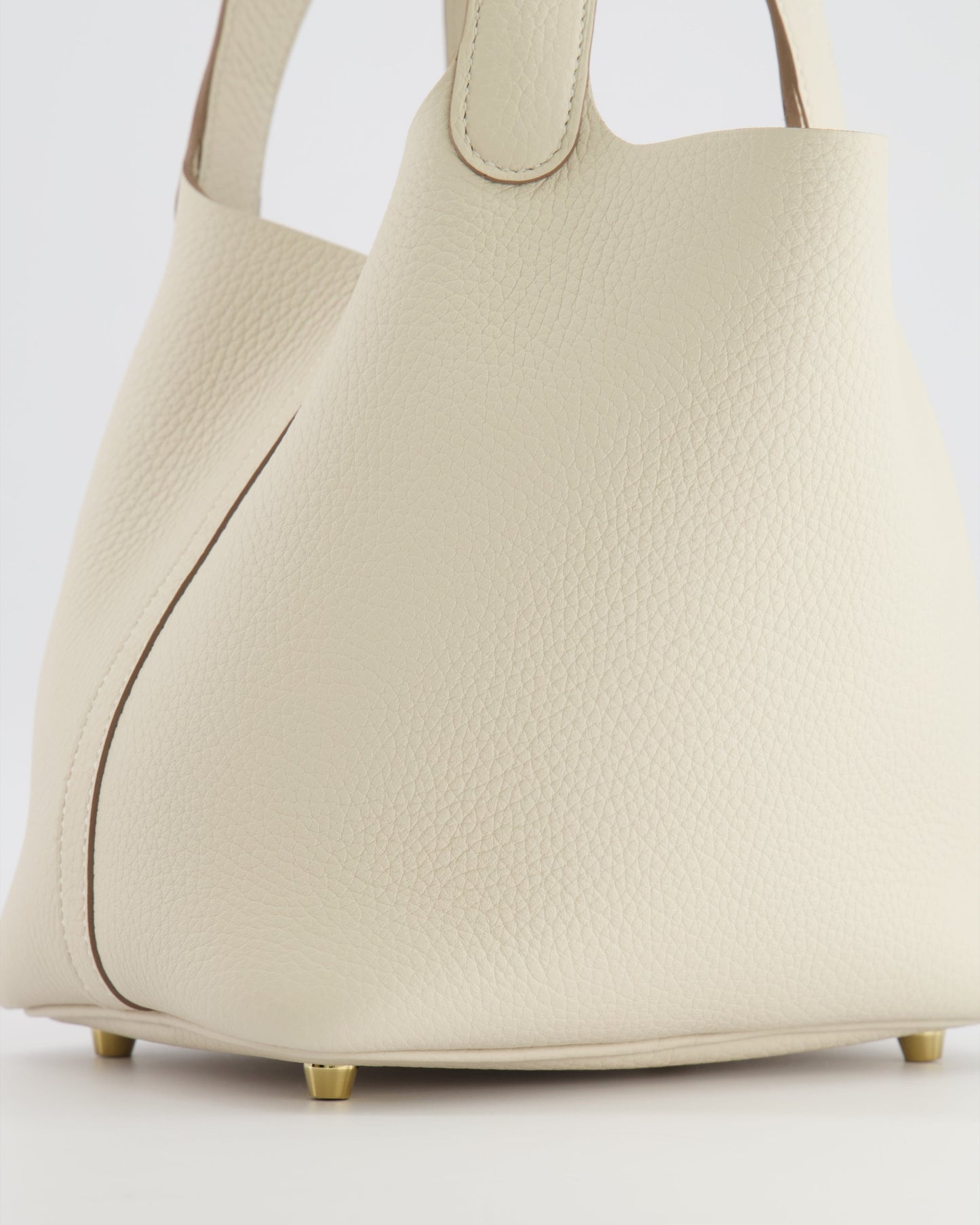 *RARE* Hermes Picotin Lock 18 Bag in Craie Clemence Leather with Gold Hardware
