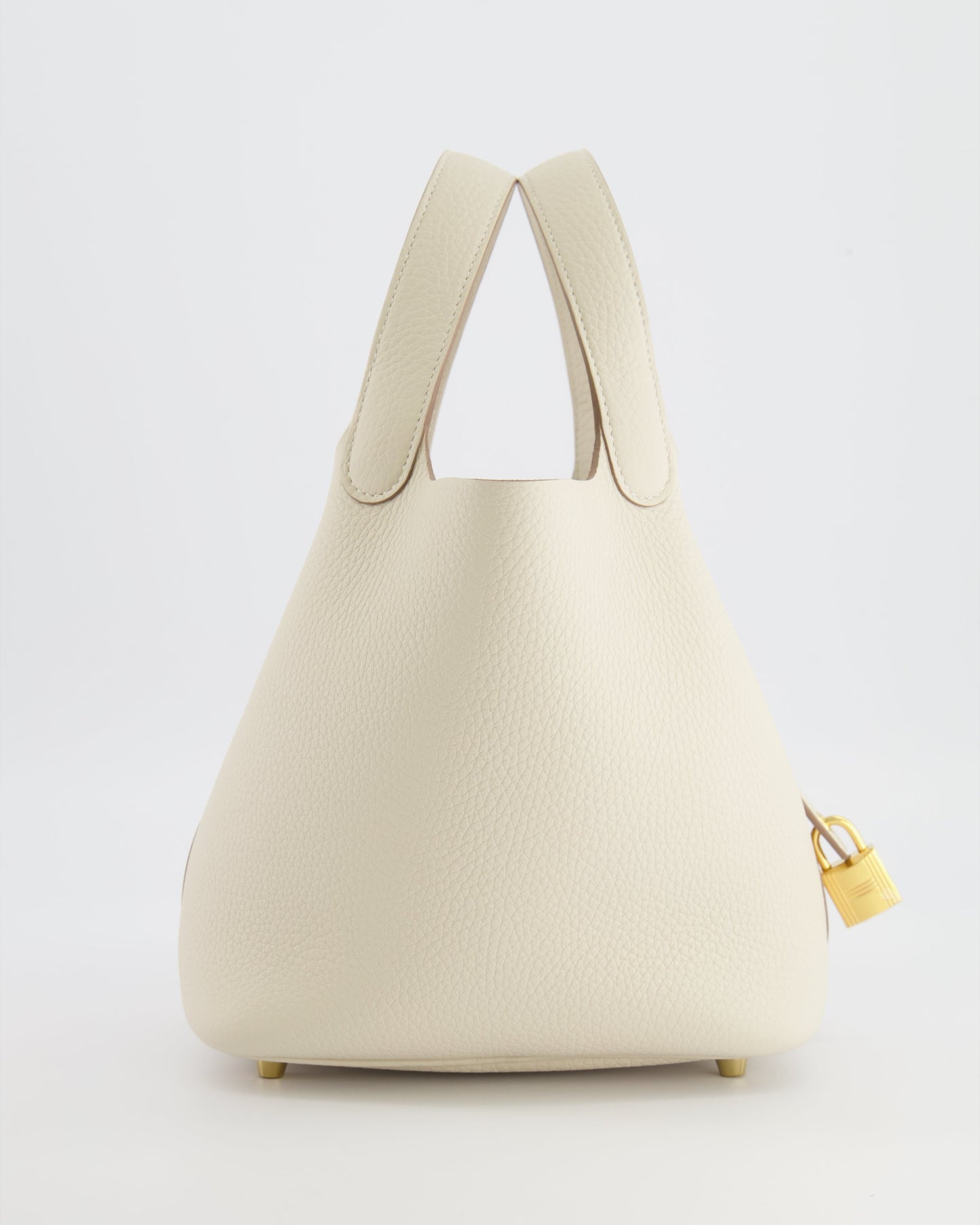 *RARE* Hermes Picotin Lock 18 Bag in Craie Clemence Leather with Gold Hardware