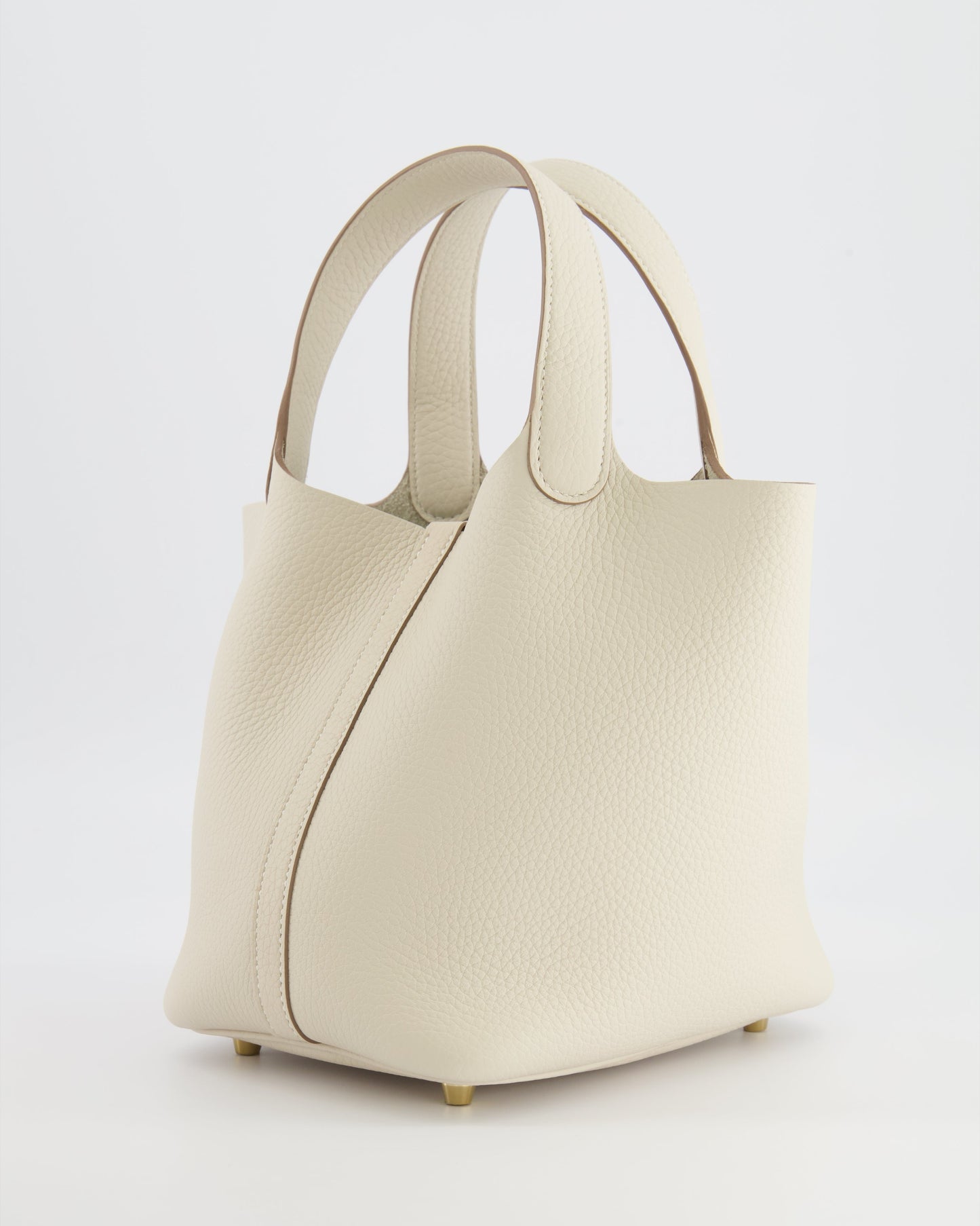 *RARE* Hermes Picotin Lock 18 Bag in Craie Clemence Leather with Gold Hardware