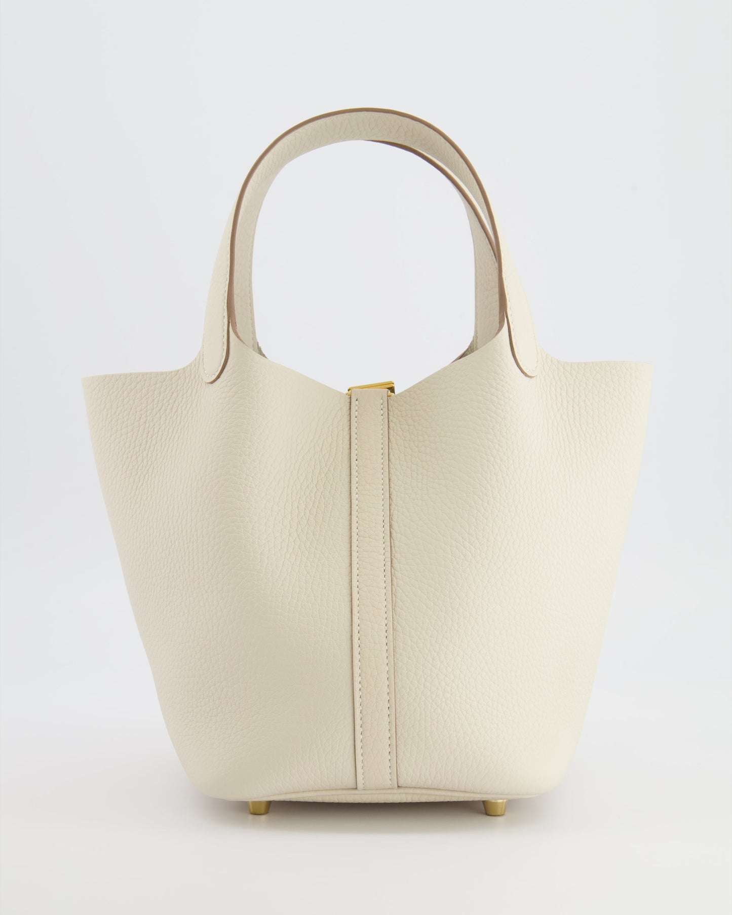 *RARE* Hermes Picotin Lock 18 Bag in Craie Clemence Leather with Gold Hardware