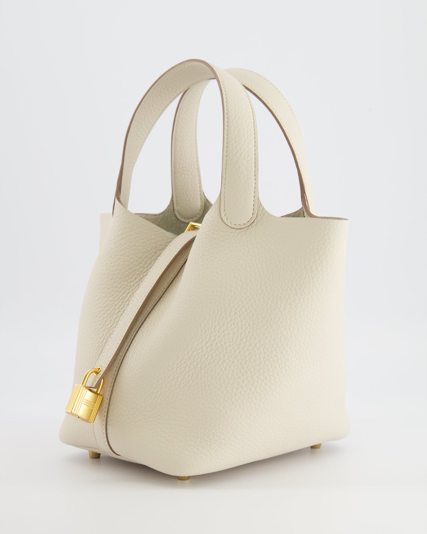*RARE* Hermes Picotin Lock 18 Bag in Craie Clemence Leather with Gold Hardware