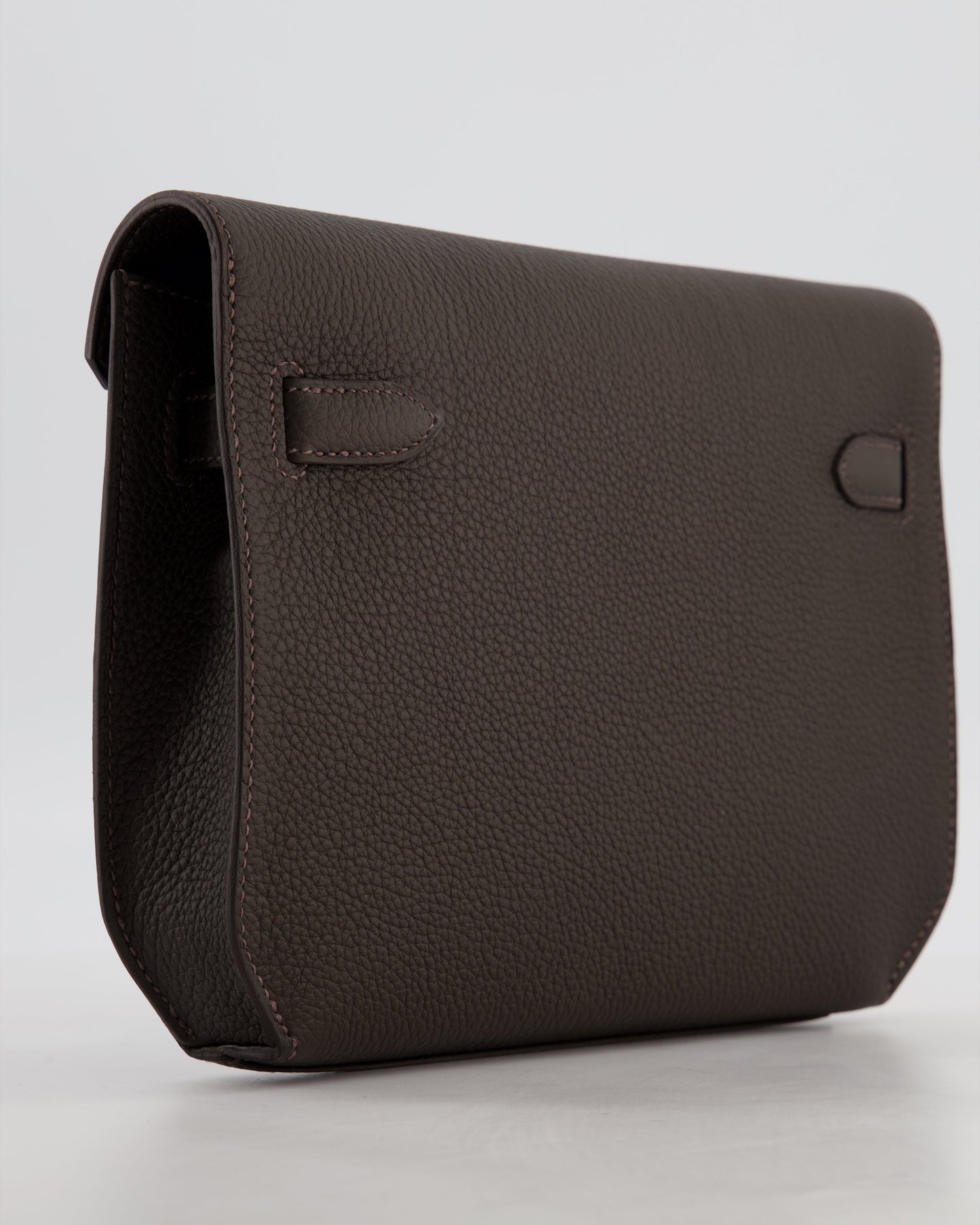 *RARE* Hermes Kelly Depeches 25 Bag in Bai Brun Togo Leather with Palladium Hardware
