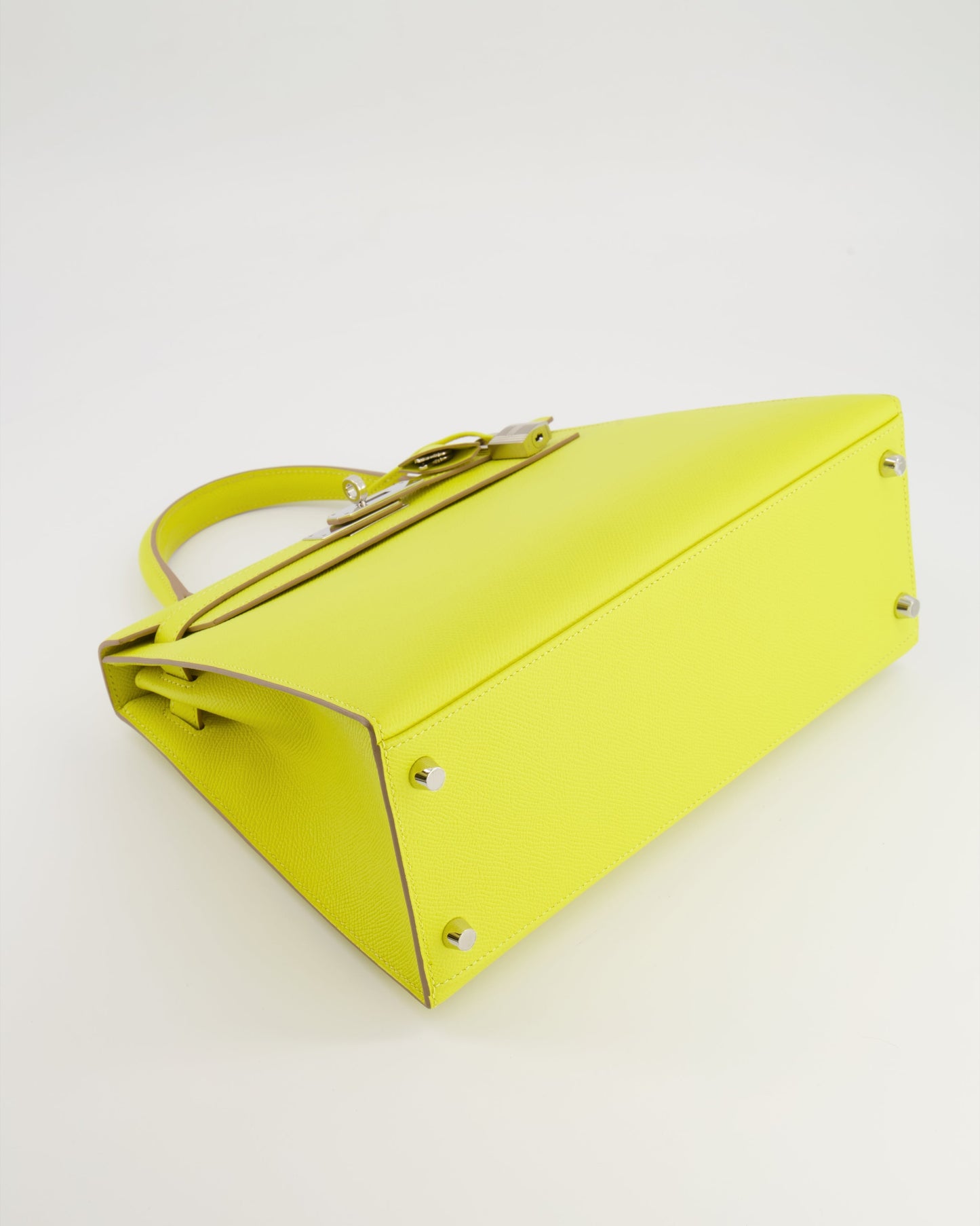 Hermes Kelly 28 Sellier Bag in Lime Epsom Leather with Palladium Hardware