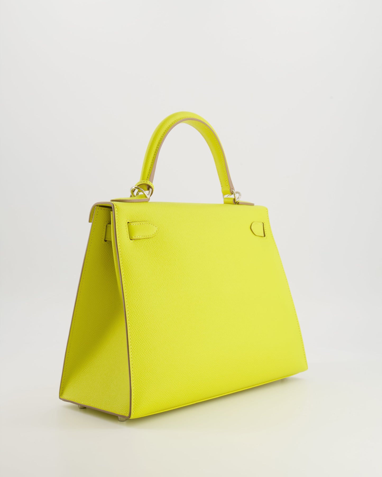 Hermes Kelly 28 Sellier Bag in Lime Epsom Leather with Palladium Hardware