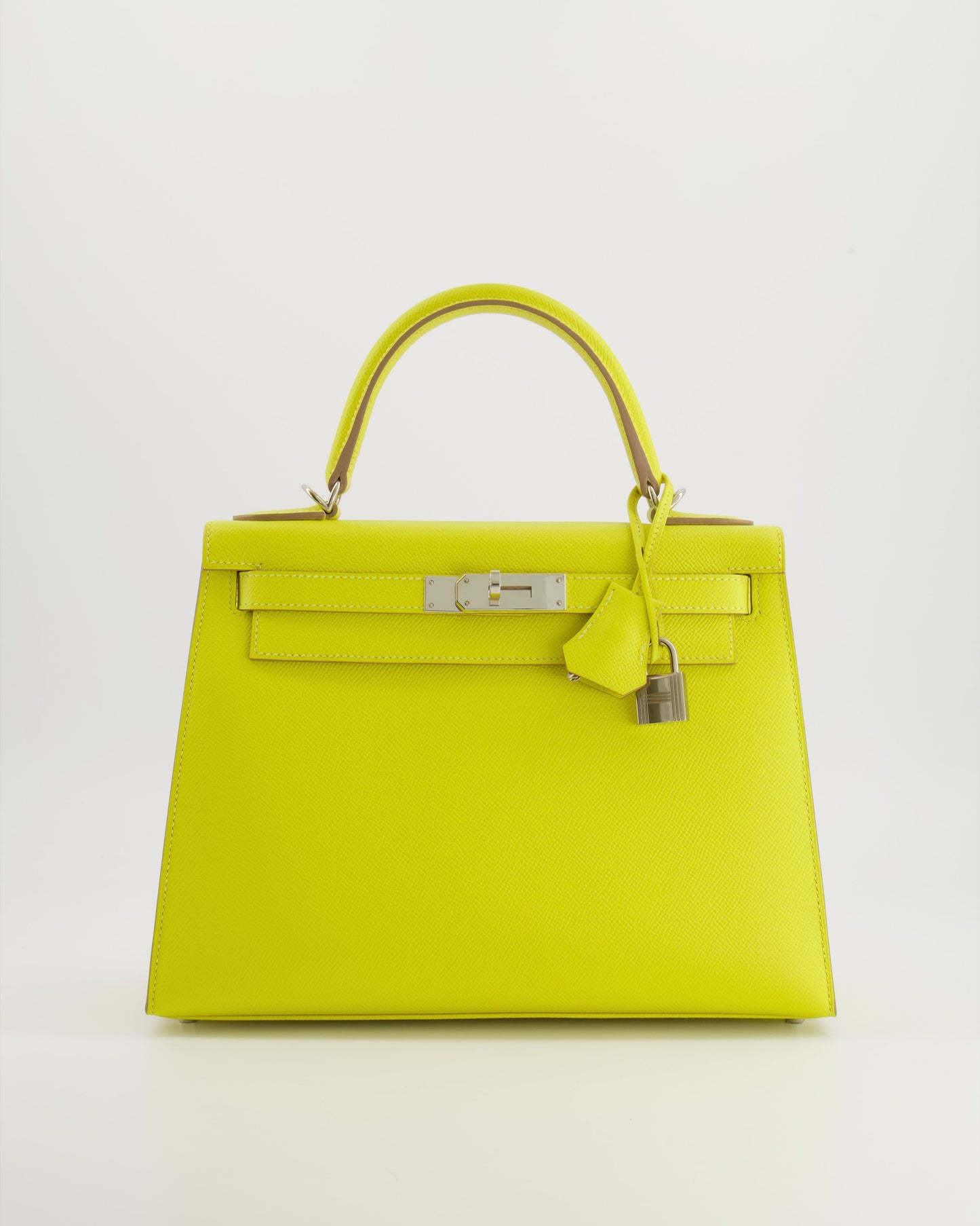 Hermes Kelly 28 Sellier Bag in Lime Epsom Leather with Palladium Hardware