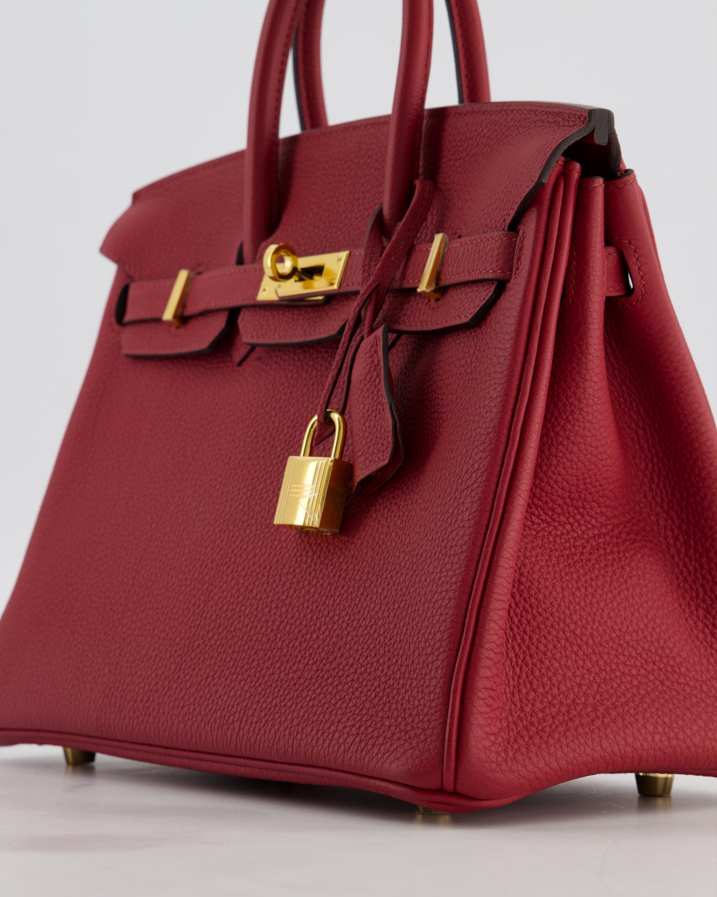 Hermes Birkin 25 Retourne Bag in Rouge Grenat Togo Leather with Gold Hardware