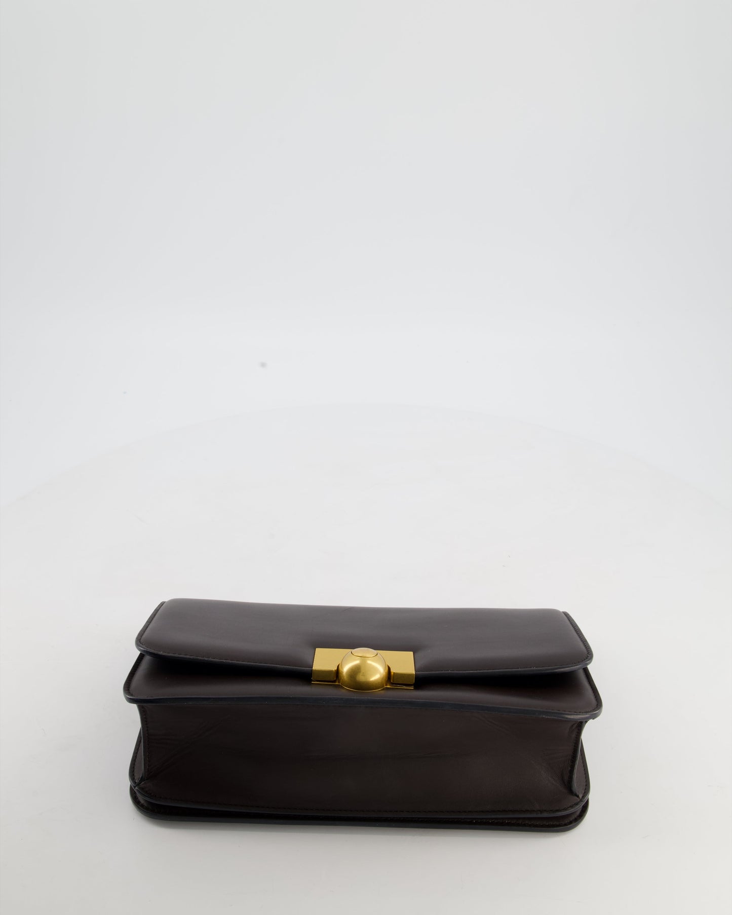 Bottega Veneta Brown Spazzolato Calfskin Leather Shoulder Bag with Brushed Gold Hardware