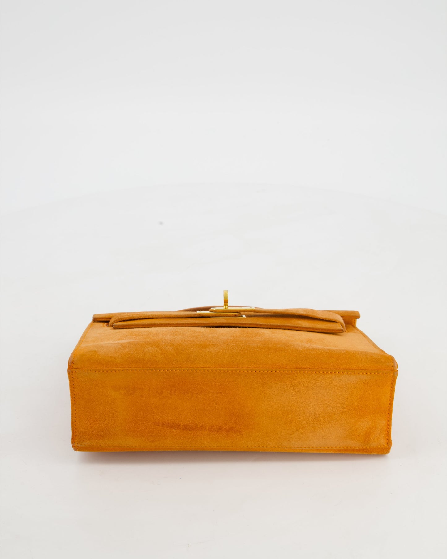 Hermes Vintage Mini Kelly Pochette Bag in Orange Veau Doblis Leather with Gold Hardware