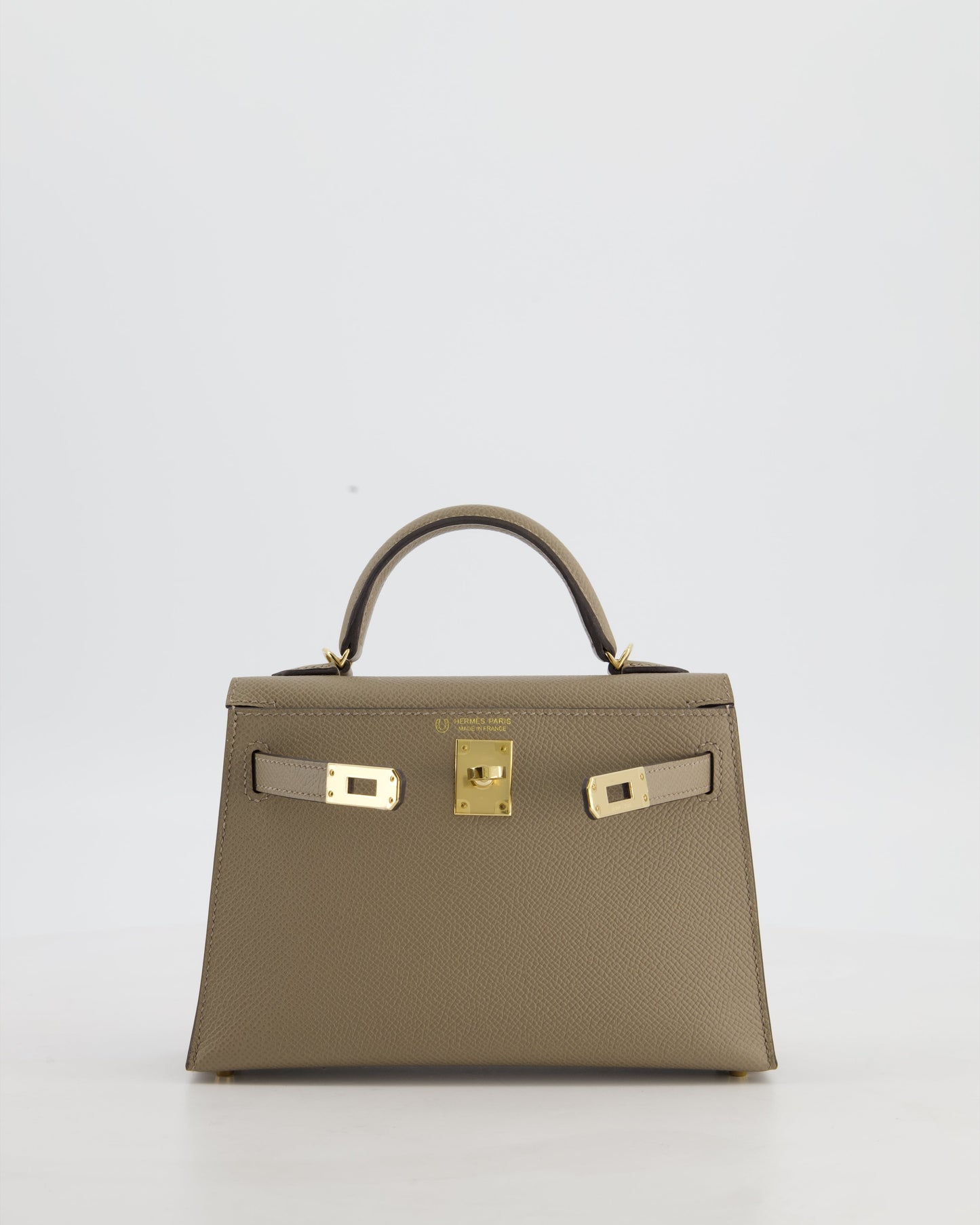 *SUPER RARE* Hermes HSS Mini Kelly II 20 Bag in Gris Tourterelle & Gris Perle Interior Epsom Leather with Permabrass Hardware