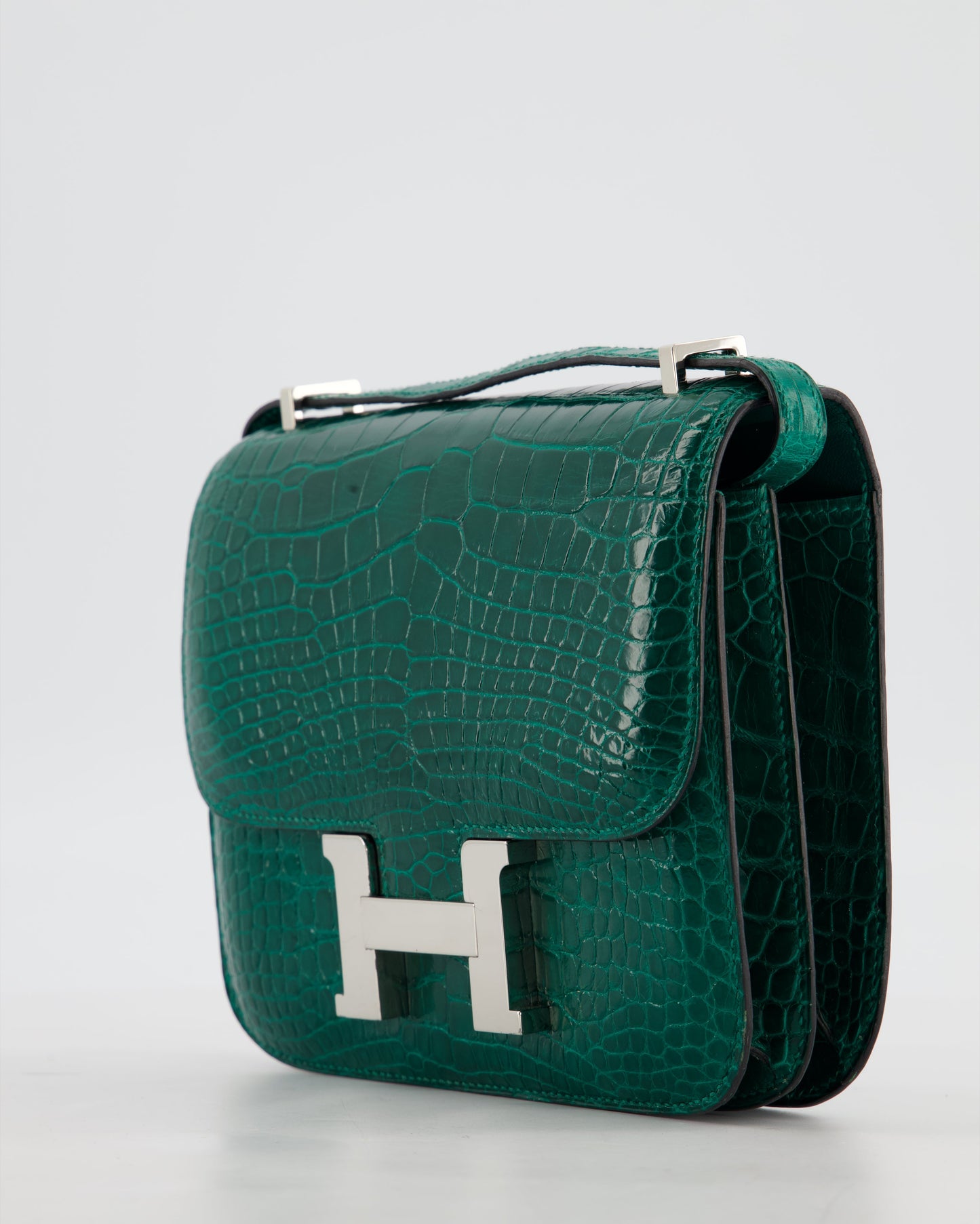 *HOT* Hermes Constance 18 Bag in Vert Bosphore Crocodile Porosus with Palladium Hardware