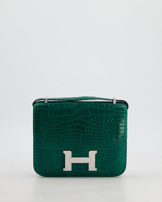 *HOT* Hermes Constance 18 Bag in Vert Bosphore Crocodile Porosus with Palladium Hardware