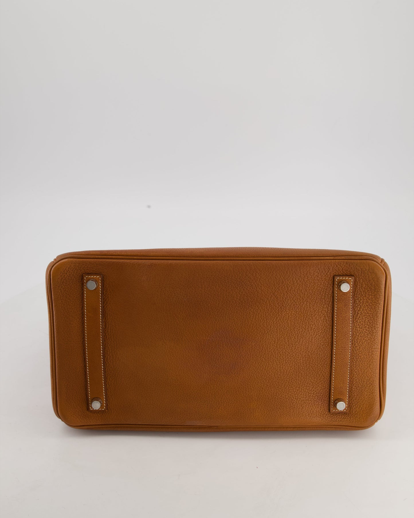 *RARE* Hermes Birkin 35 Retourne Bag in Fauve Barenia Faubourg Leather with Palladium Hardware