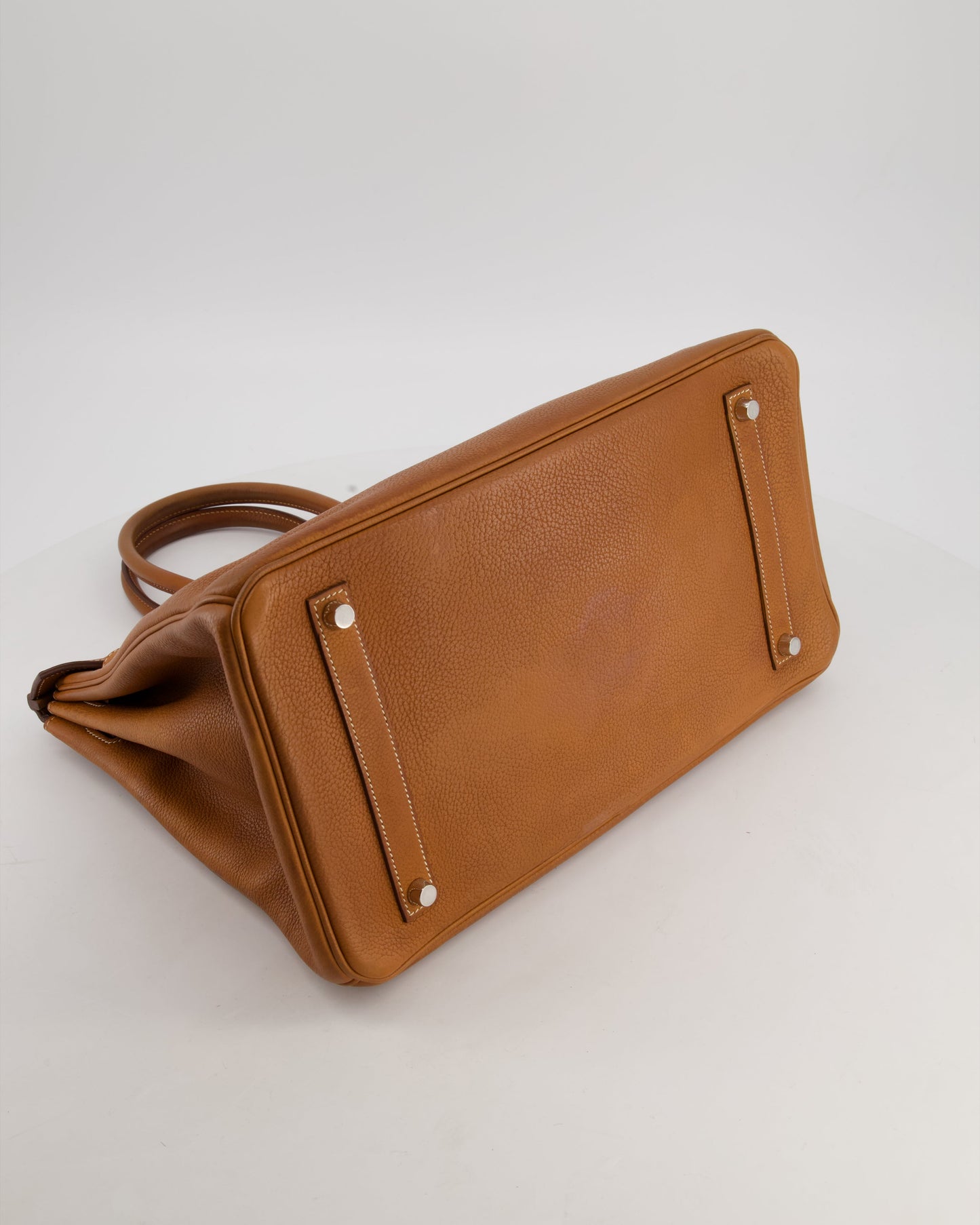 *RARE* Hermes Birkin 35 Retourne Bag in Fauve Barenia Faubourg Leather with Palladium Hardware
