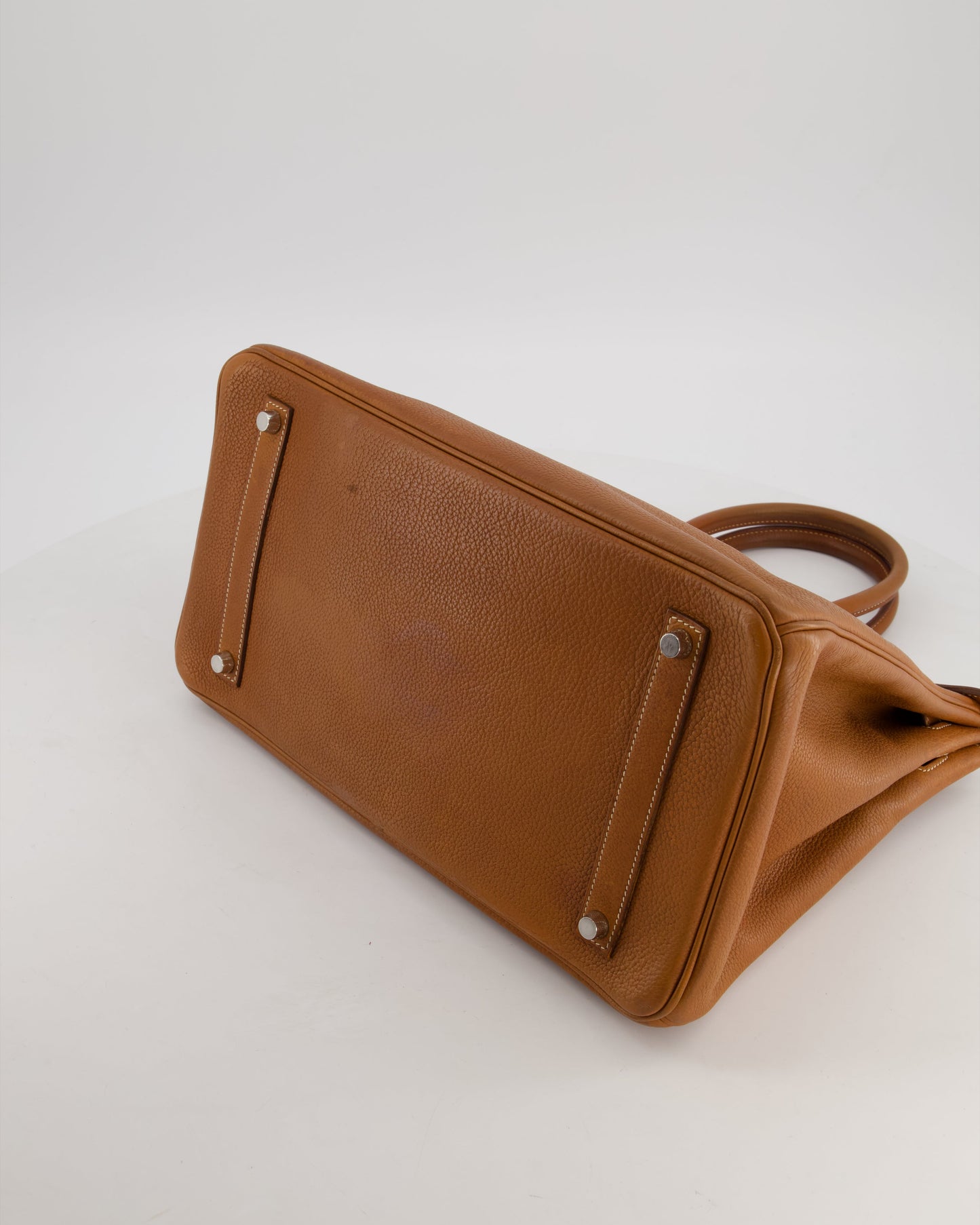 *RARE* Hermes Birkin 35 Retourne Bag in Fauve Barenia Faubourg Leather with Palladium Hardware