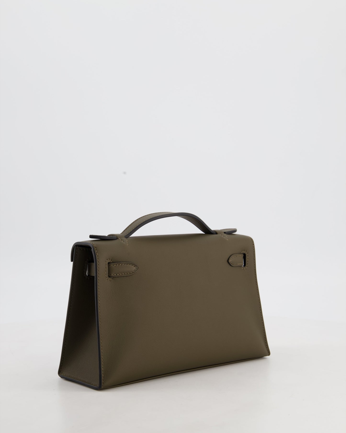 *NEW COLOUR* Hermes Mini Kelly Pochette Bag in Vert Loden Swift Leather and Permabrass Hardware