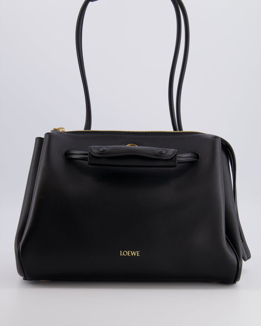 Loewe Black Supple Calfskin Medium Madrid Bag with Gold Hardware
