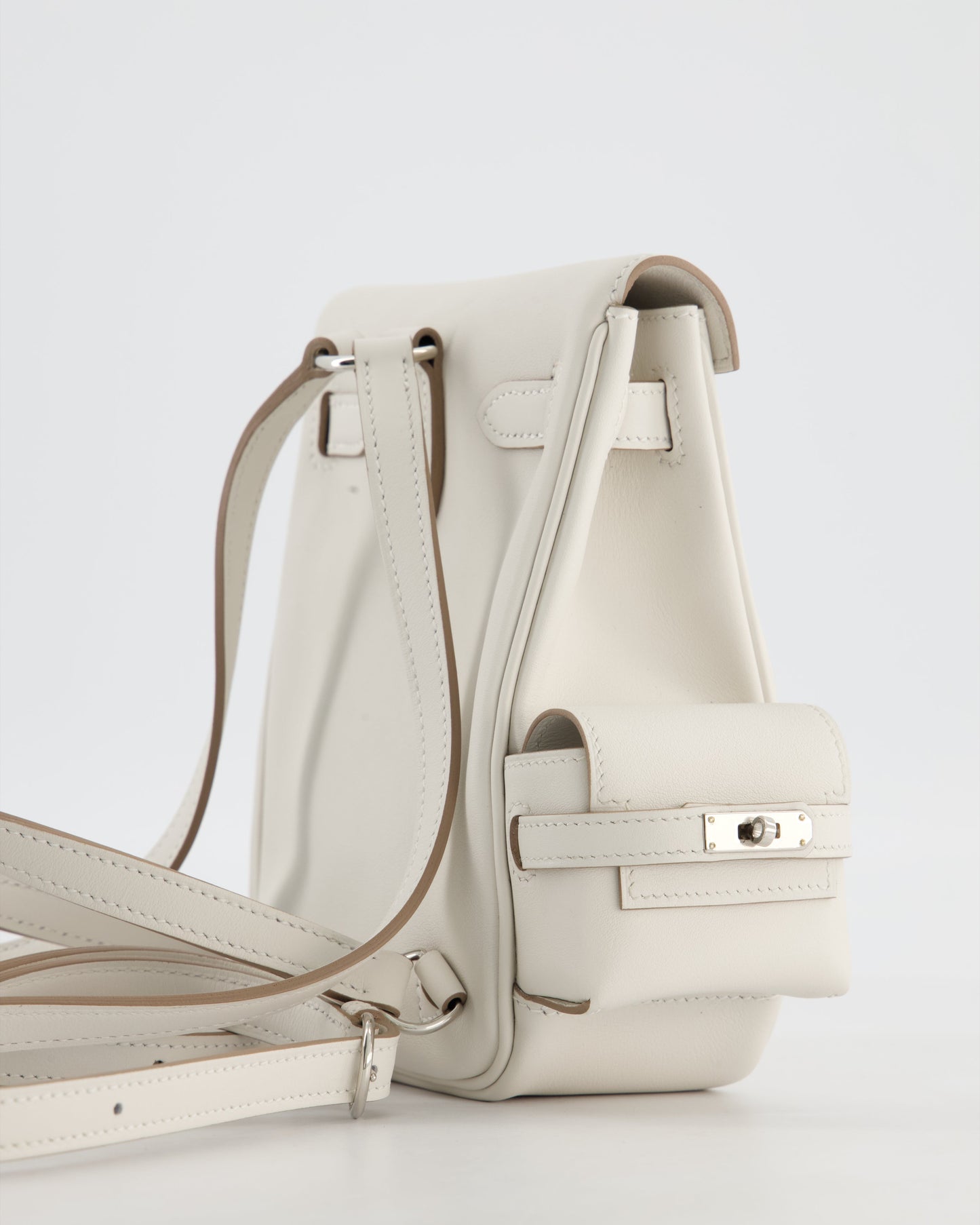 *RARE* Hermes Kelly Jump Backpack Bag in Gris Pale Swift Leather with Palladium Hardware