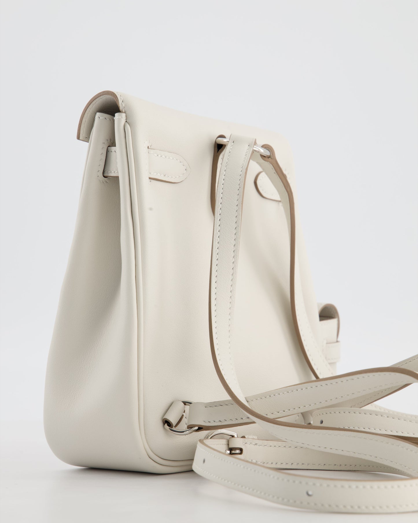 *RARE* Hermes Kelly Jump Backpack Bag in Gris Pale Swift Leather with Palladium Hardware
