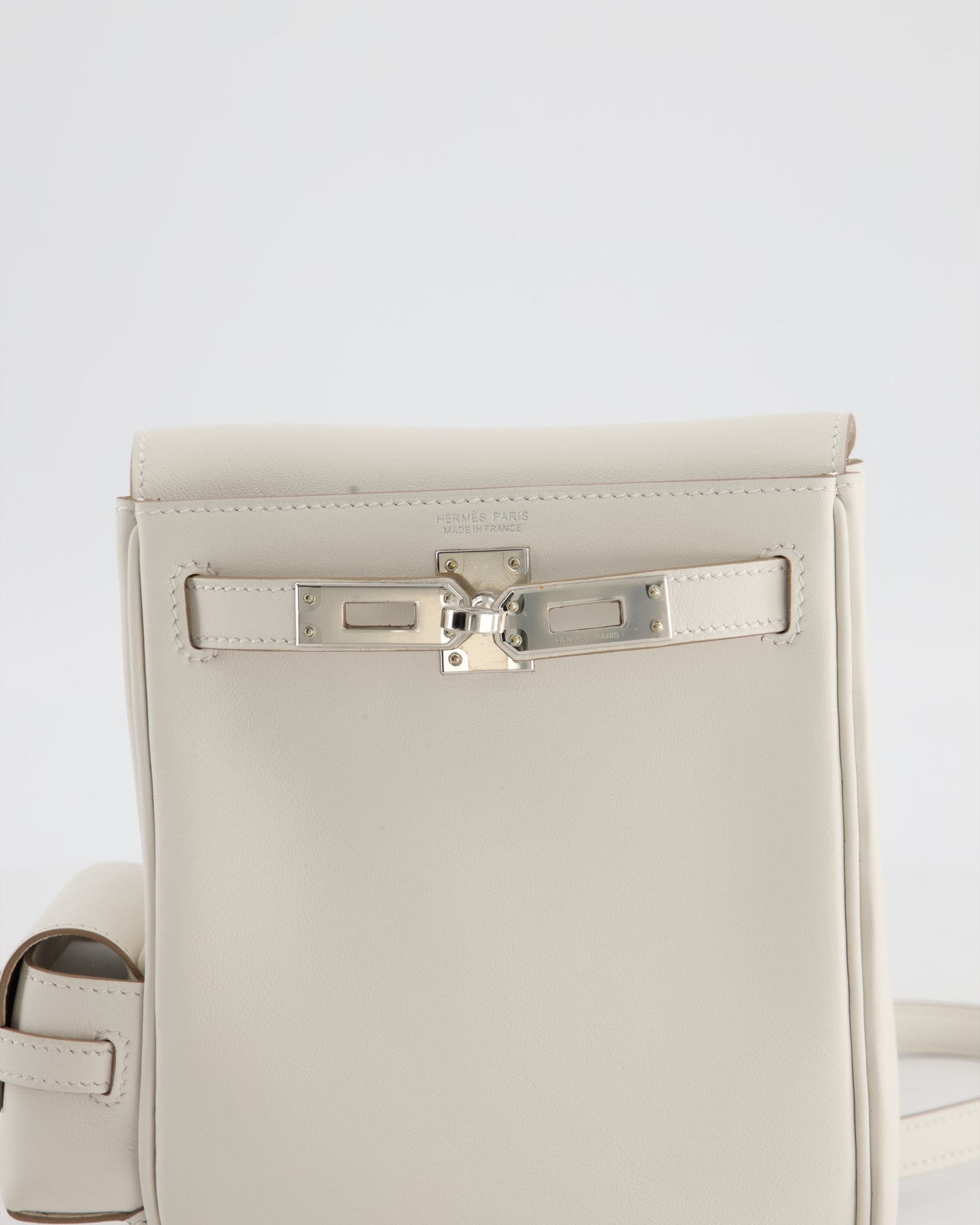 *RARE* Hermes Kelly Jump Backpack Bag in Gris Pale Swift Leather with Palladium Hardware