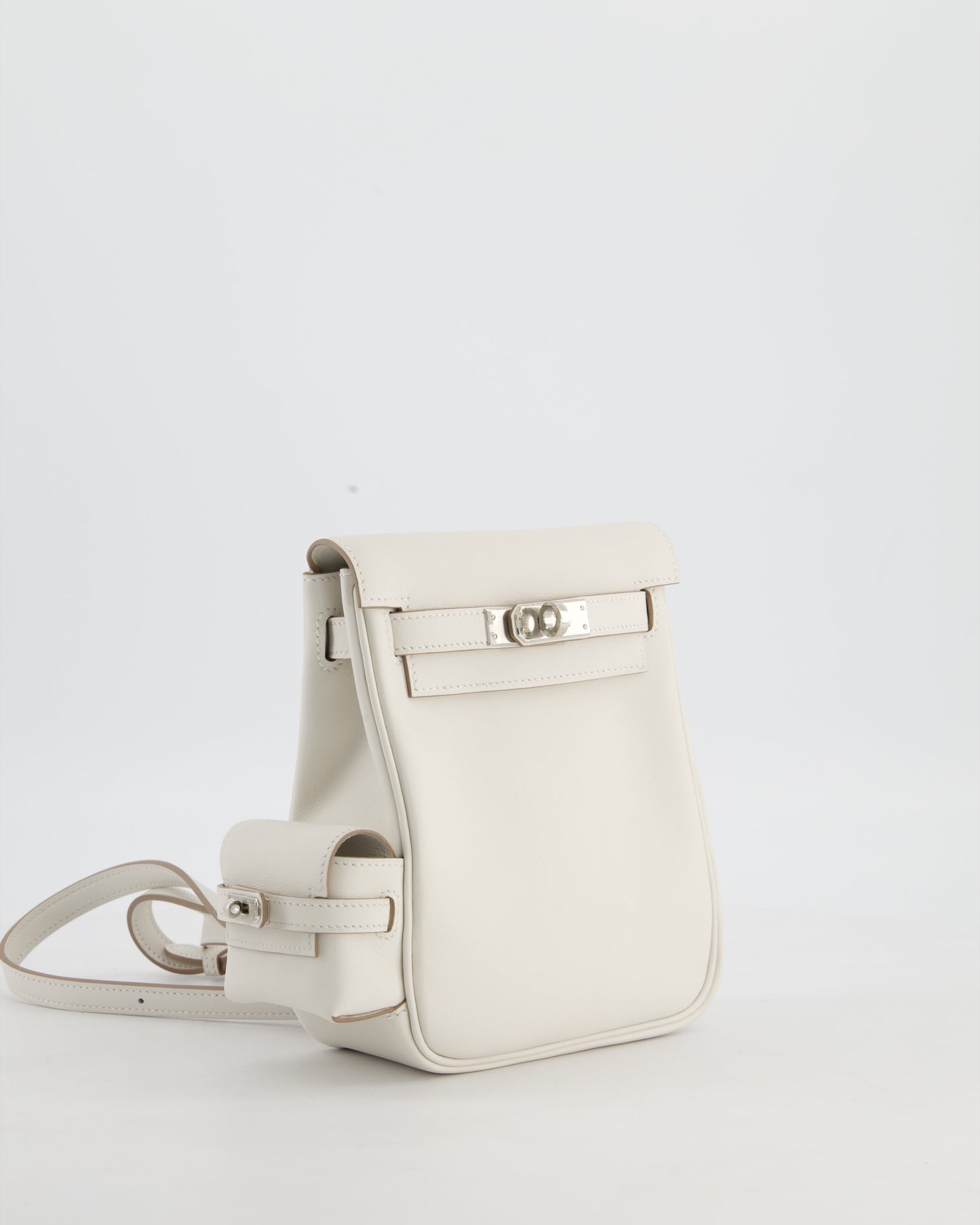*RARE* Hermes Kelly Jump Backpack Bag in Gris Pale Swift Leather with Palladium Hardware