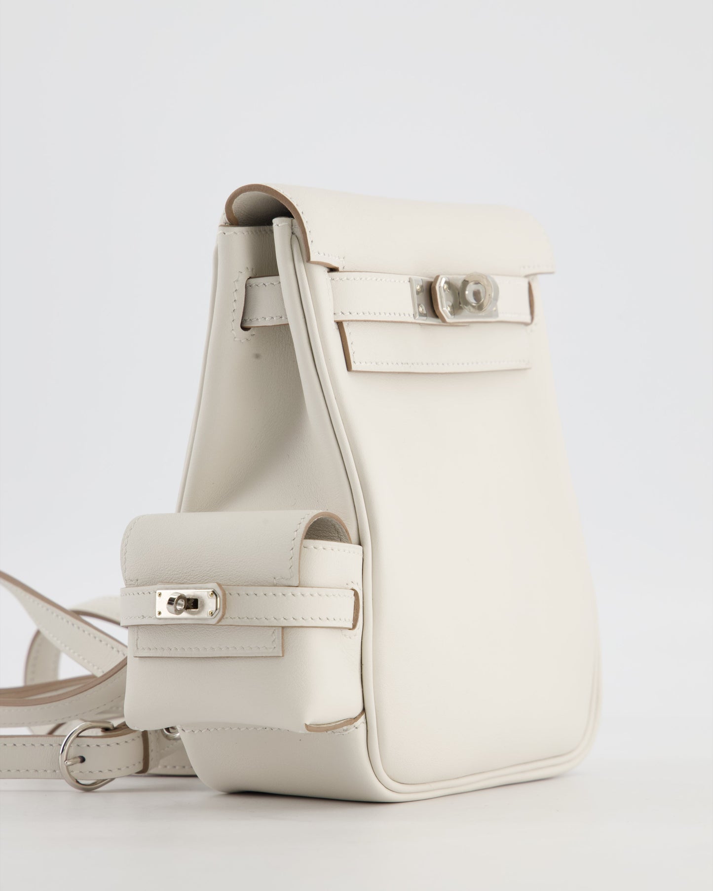 *RARE* Hermes Kelly Jump Backpack Bag in Gris Pale Swift Leather with Palladium Hardware