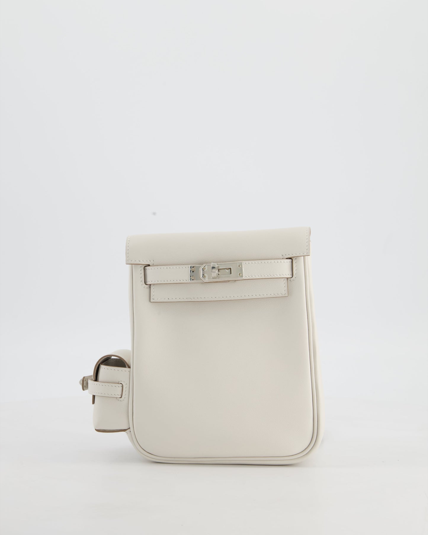 *RARE* Hermes Kelly Jump Backpack Bag in Gris Pale Swift Leather with Palladium Hardware