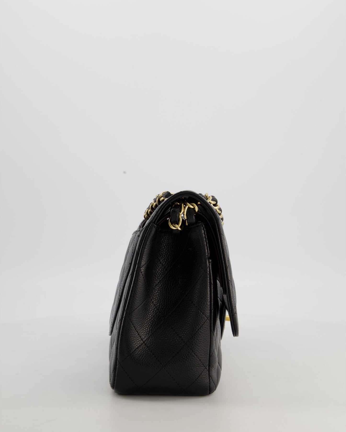 Chanel Black Jumbo Classic Double Flap Bag in Caviar Leather with Gold Hardware