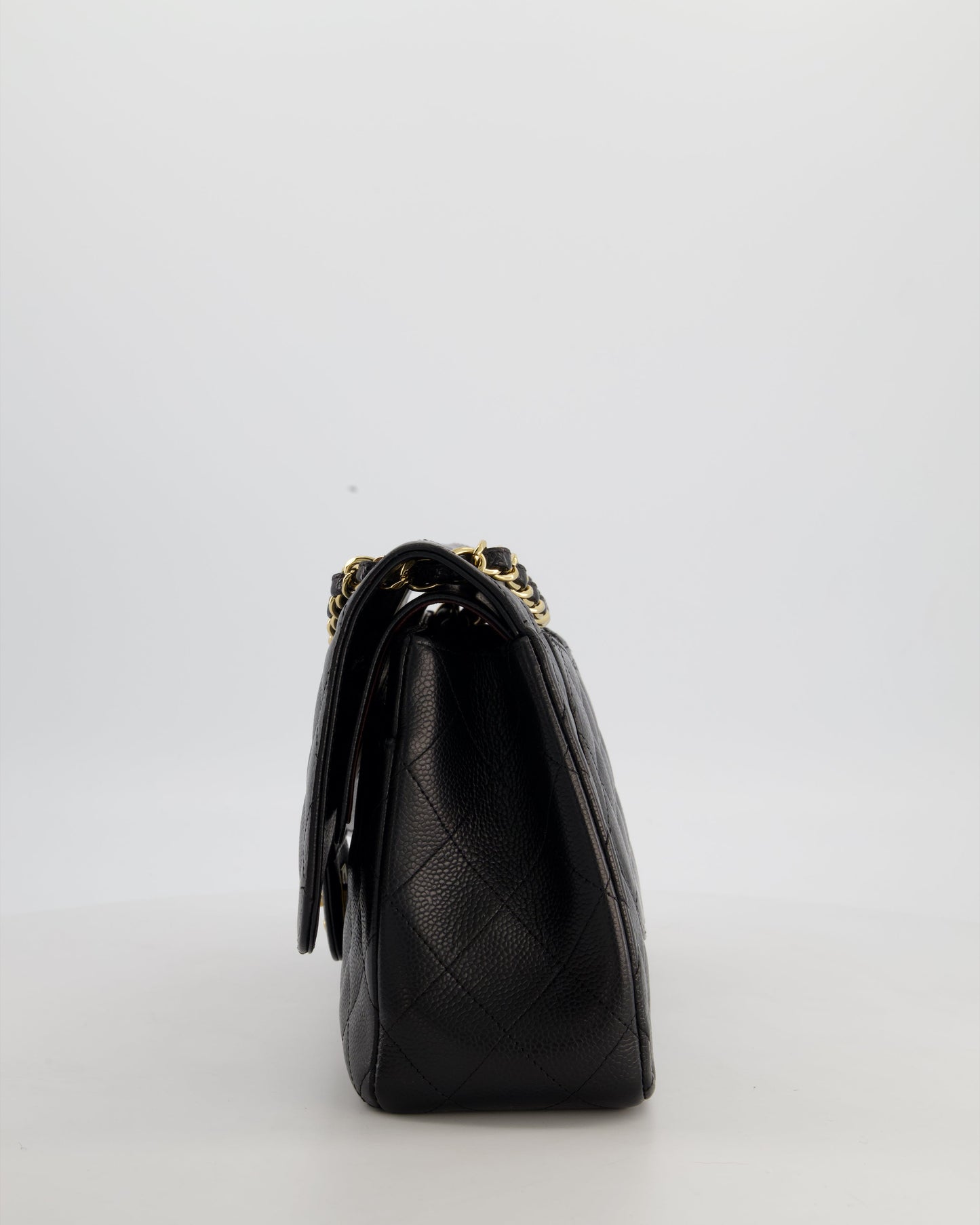 Chanel Black Jumbo Classic Double Flap Bag in Caviar Leather with Gold Hardware